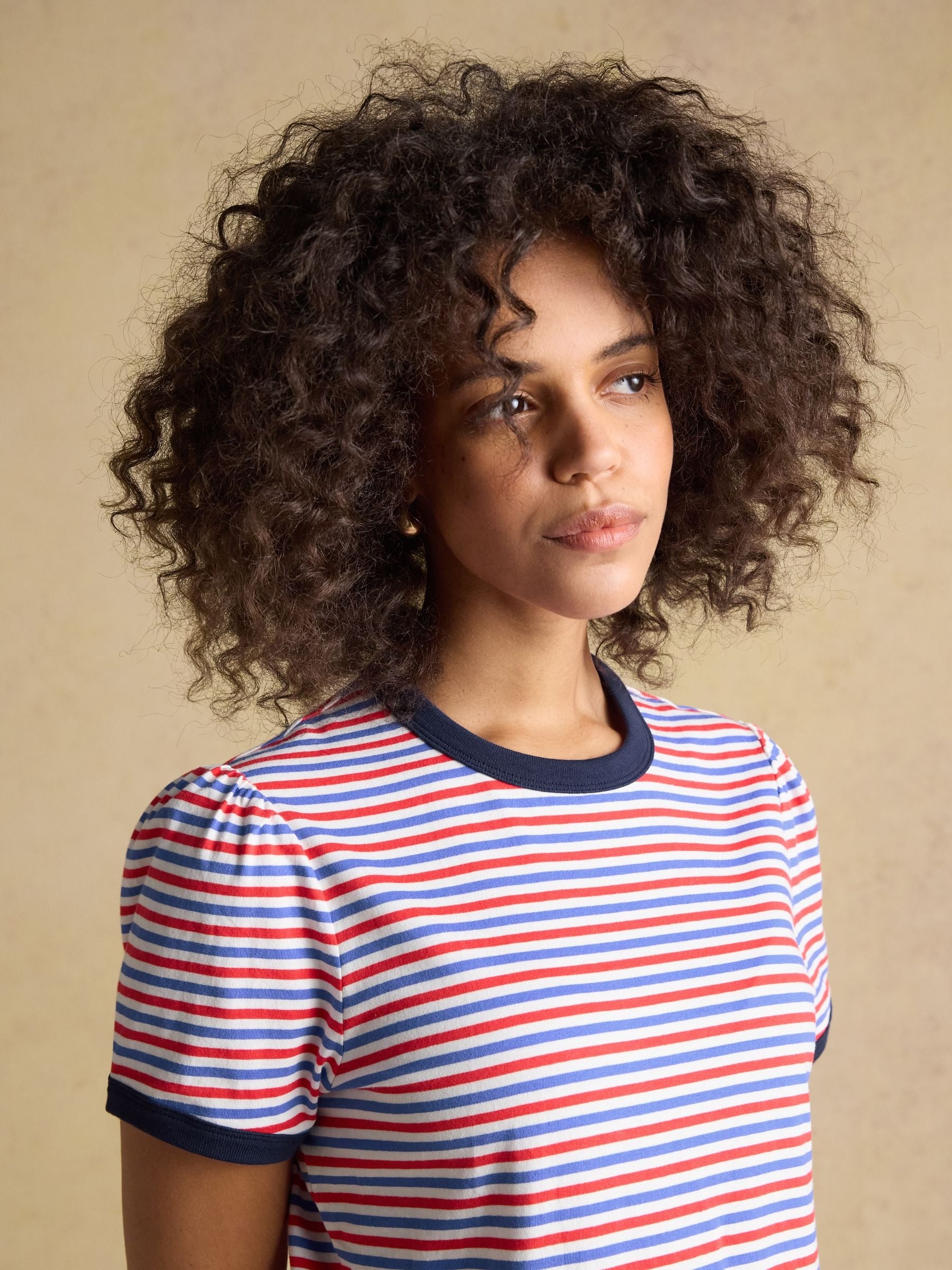Erin Blue Red Stripe Short Sleeve Jersey T-Shirt