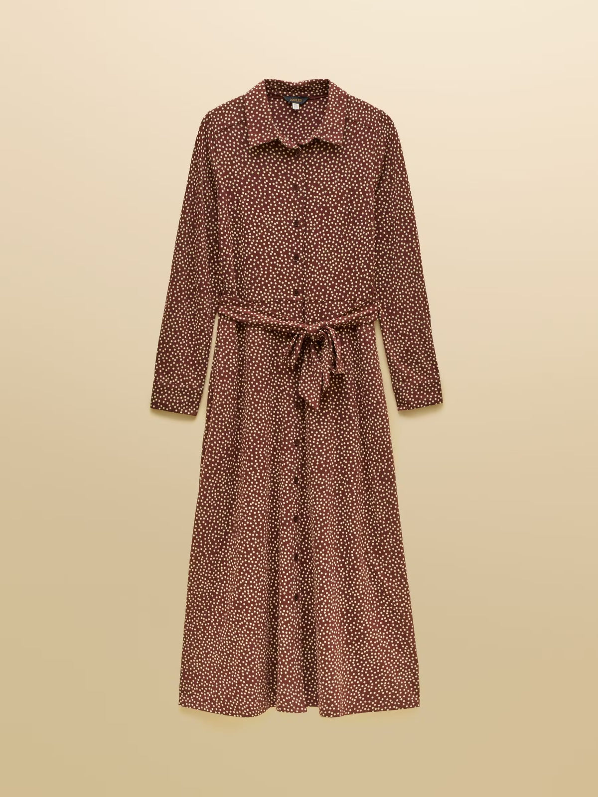 Theodora Chocolate Brown Spot Jersey Shirt Dress