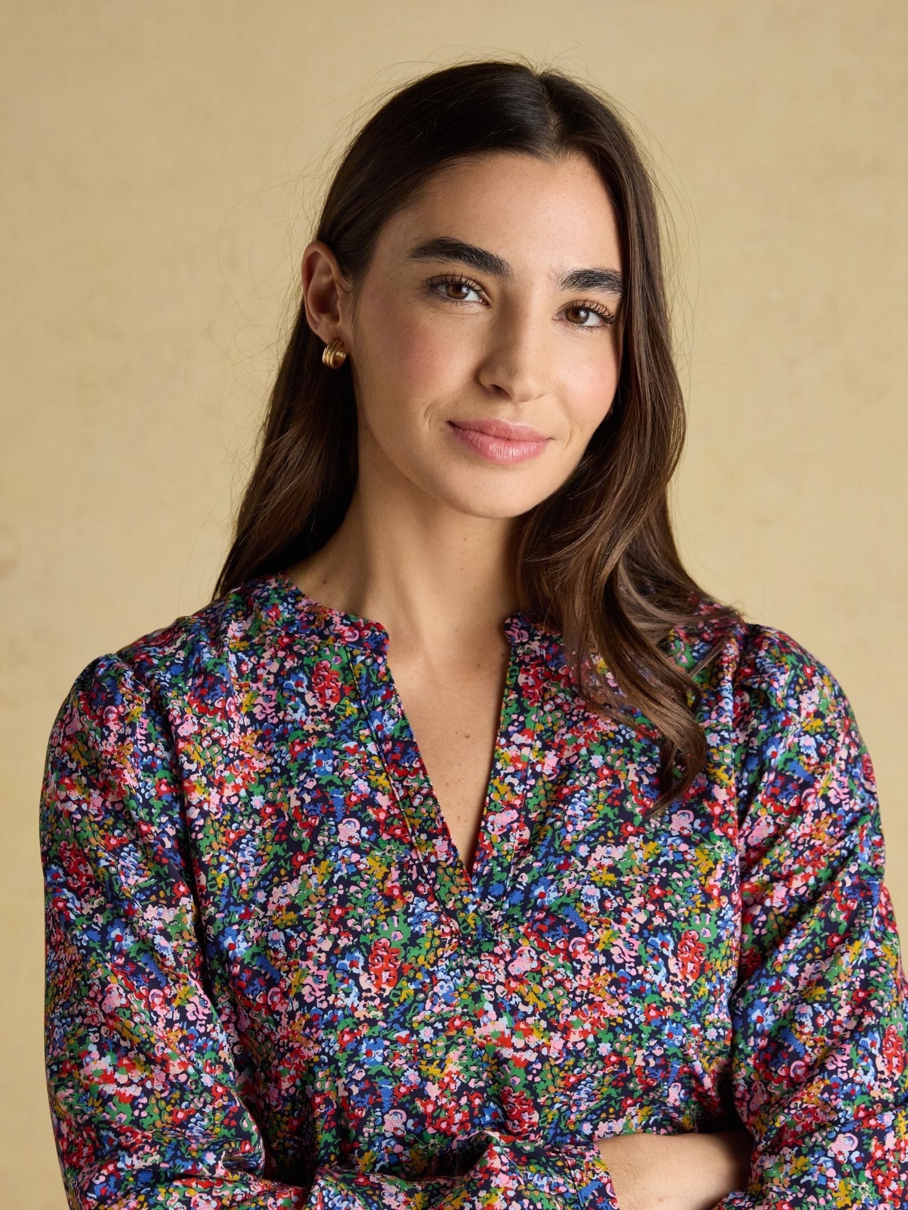 Scarlet Navy Ditsy V-Neck Dress with Dropped Waist