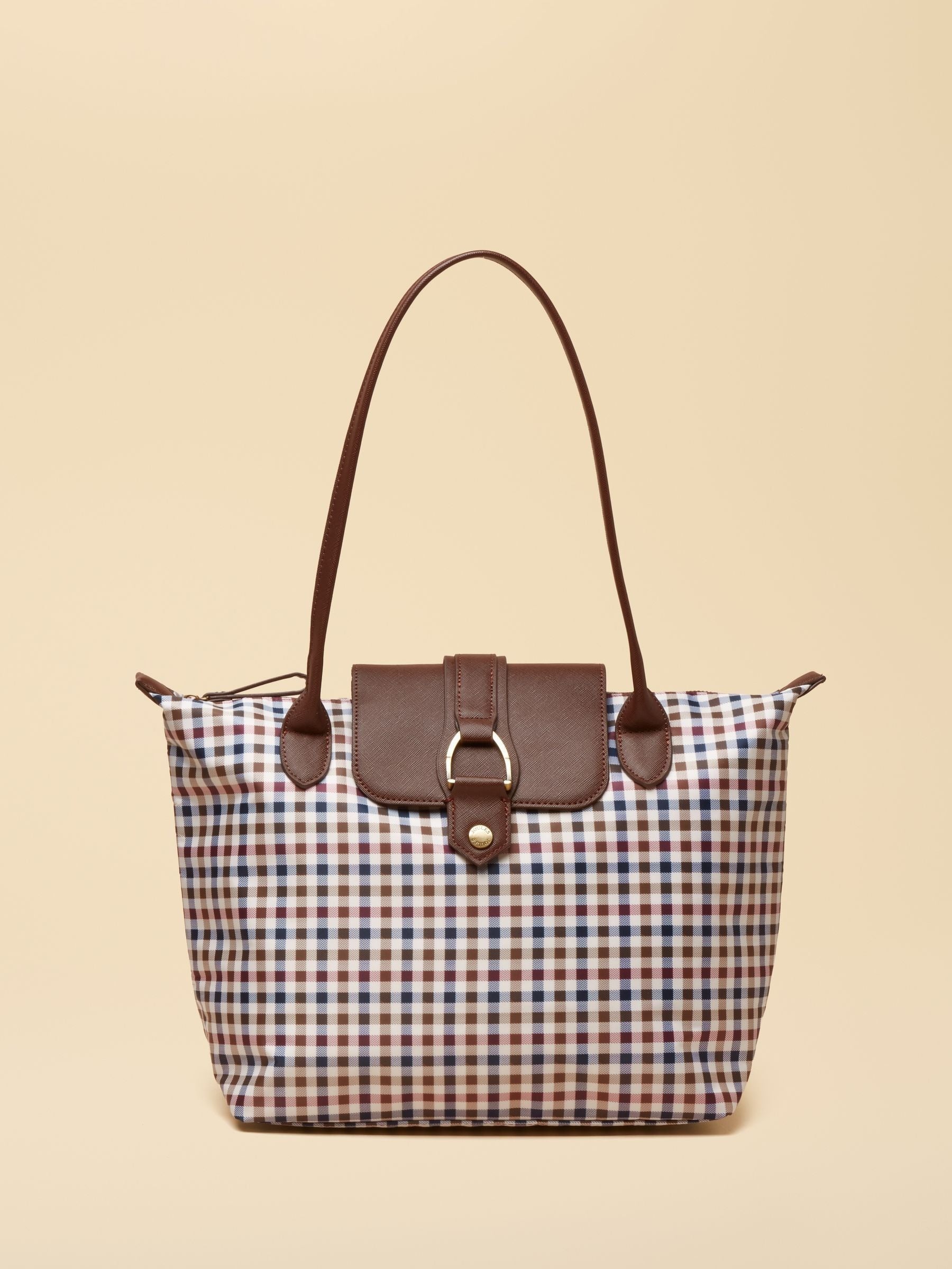 Edie Gingham Tote Shoulder Bag