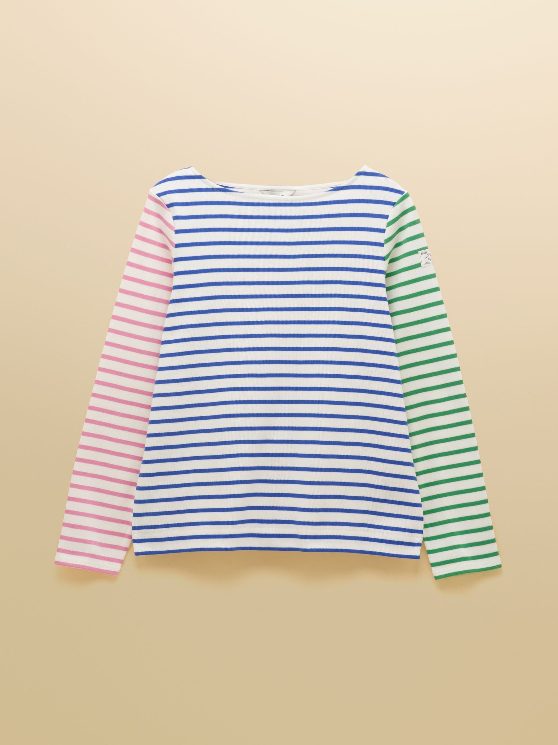 Harbour White Multi Striped Boat Neck Long Sleeve Breton Top