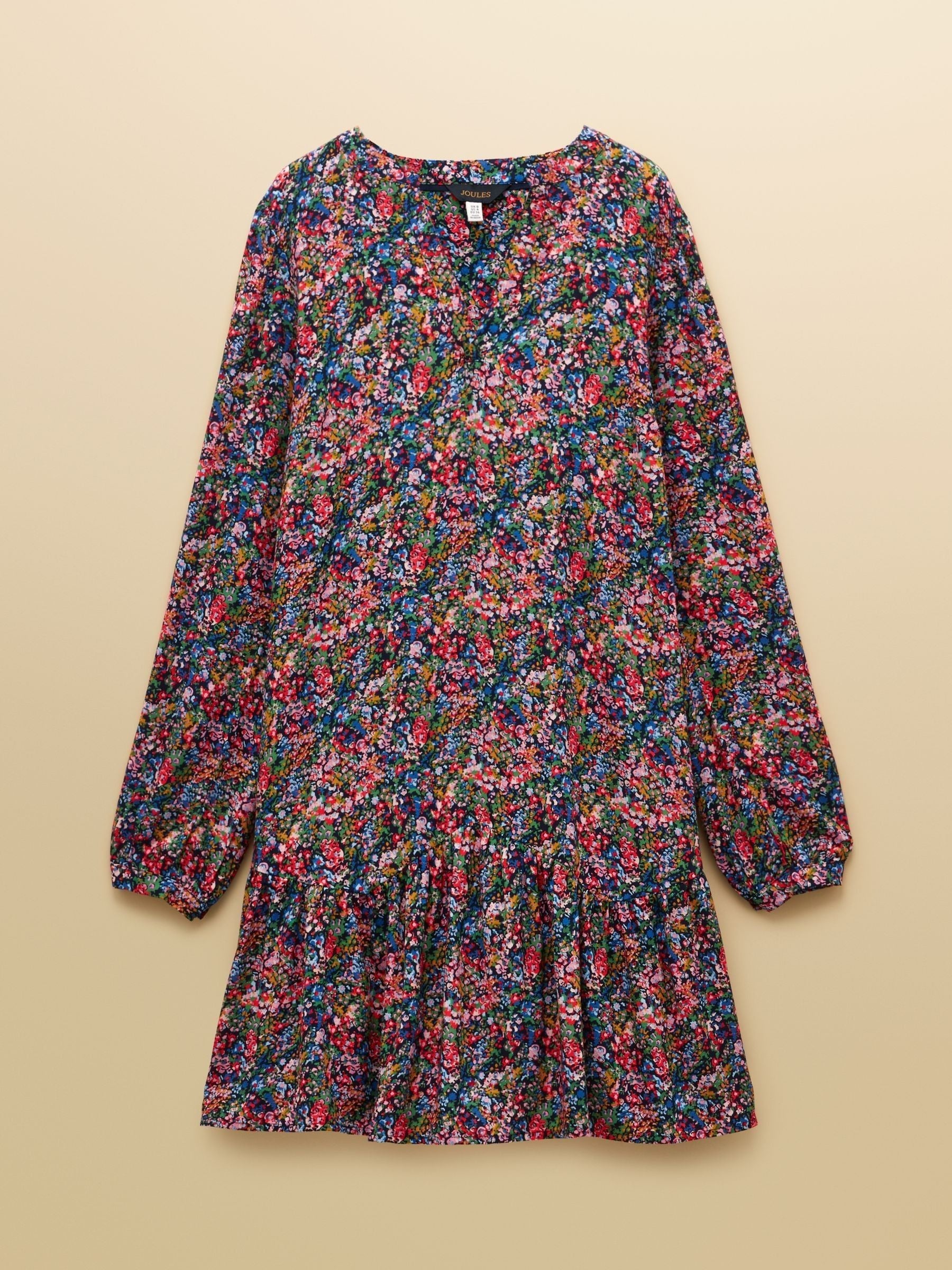 Scarlet Navy Ditsy V-Neck Dress with Dropped Waist