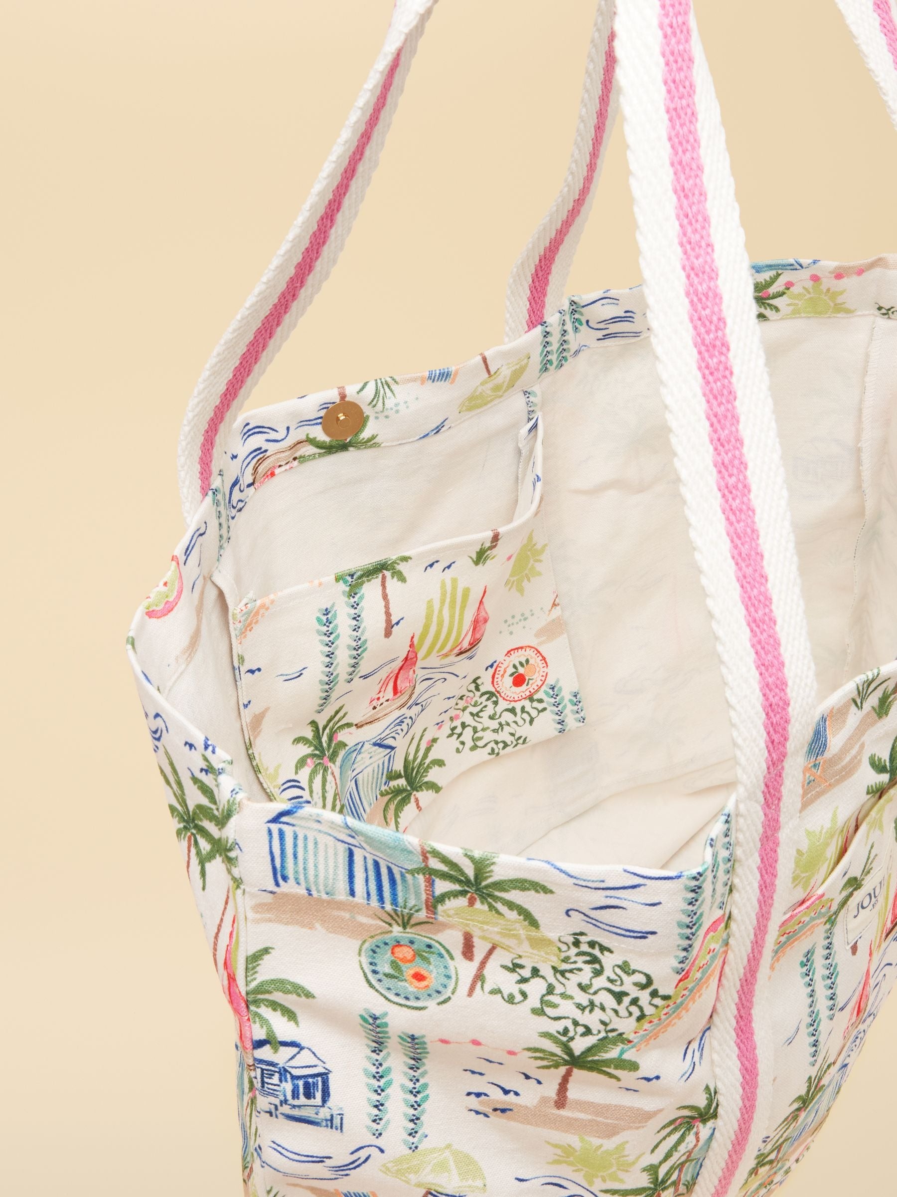 Promenade Palm Print Canvas Tote Bag