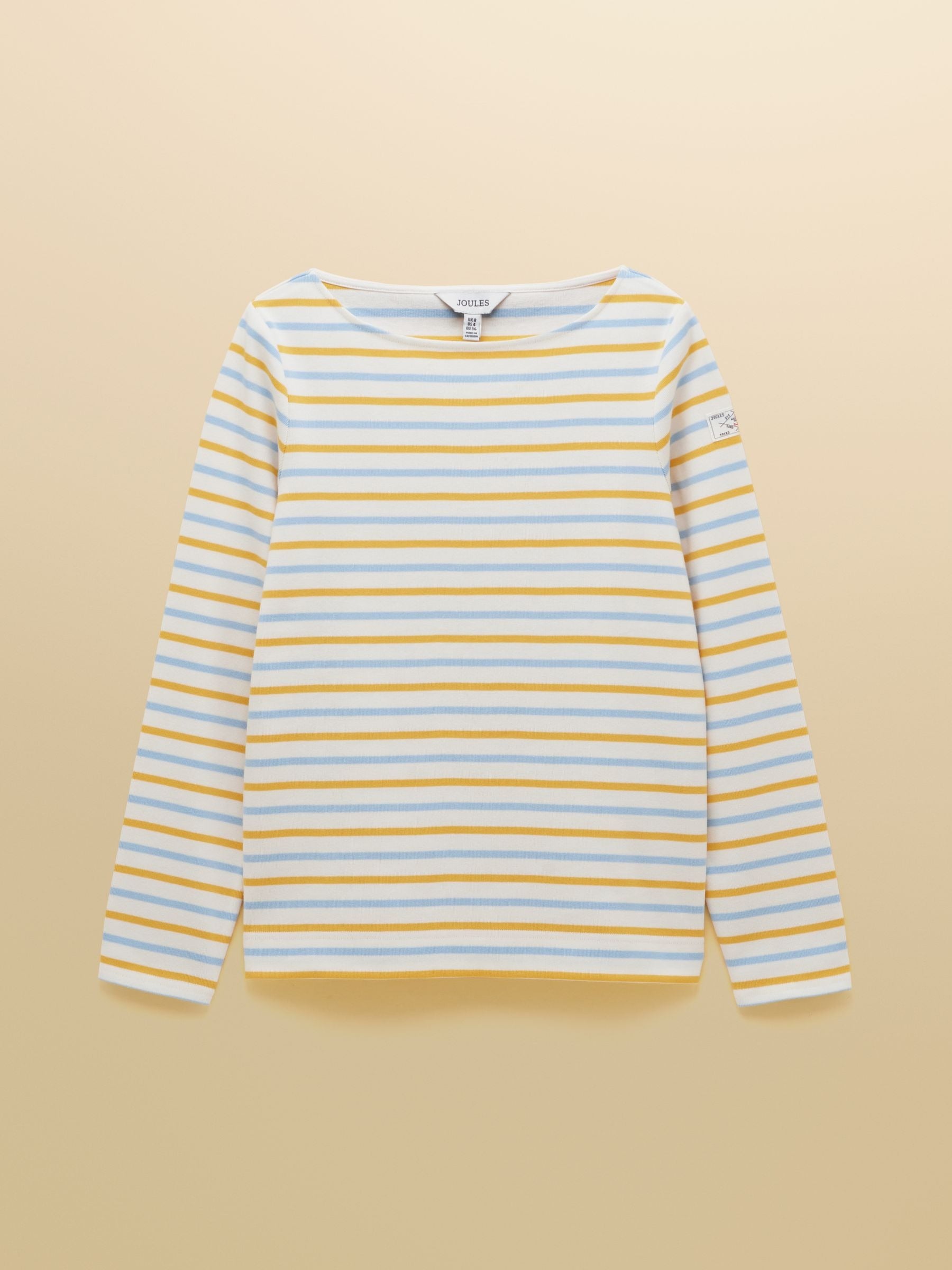 Harbour Blue & Yellow Long Sleeve Striped Boat Neck Long Sleeve Breton Top