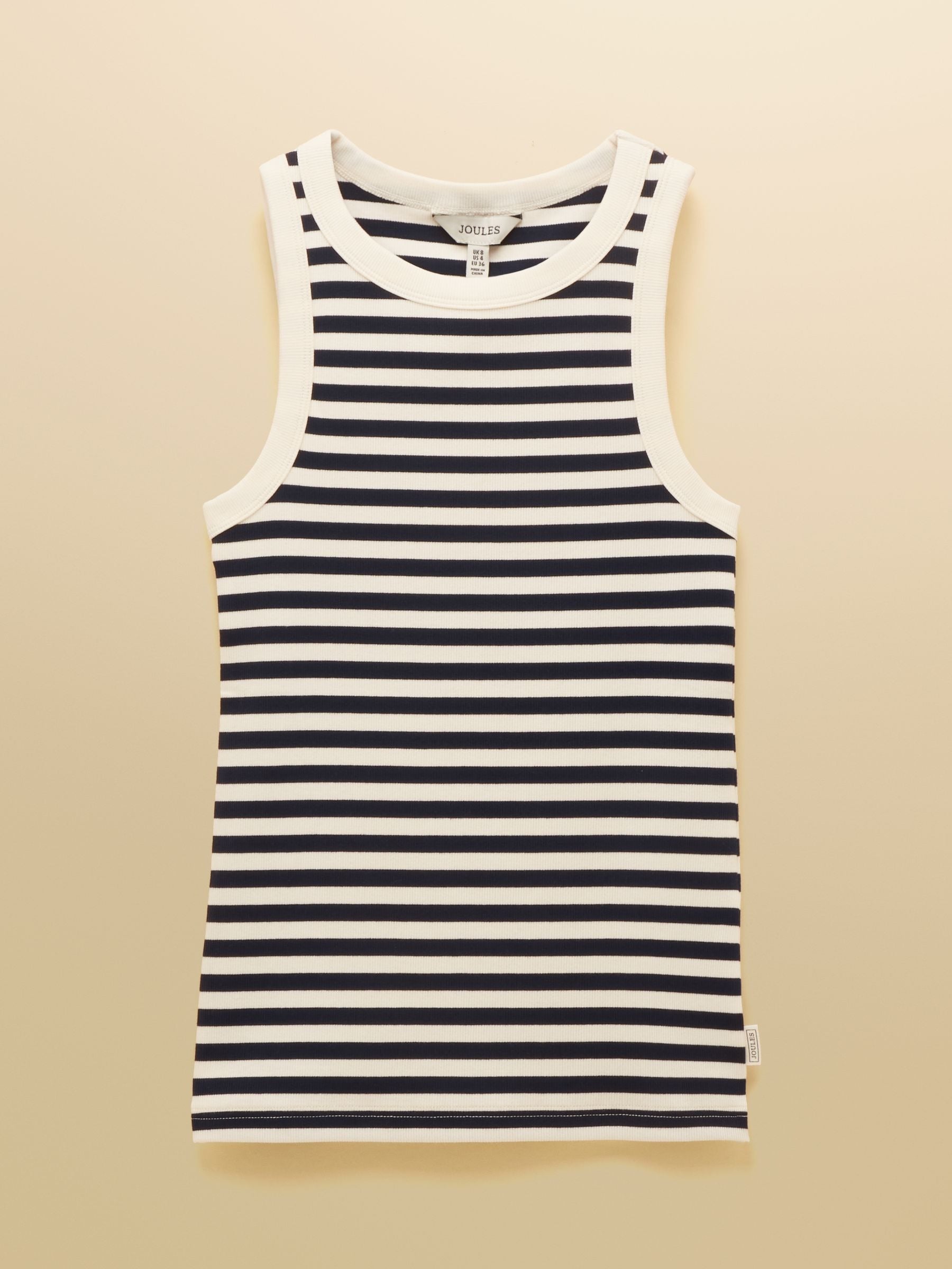 Sofia Navy Stripe Ribbed Cotton Rich Jersey Vest