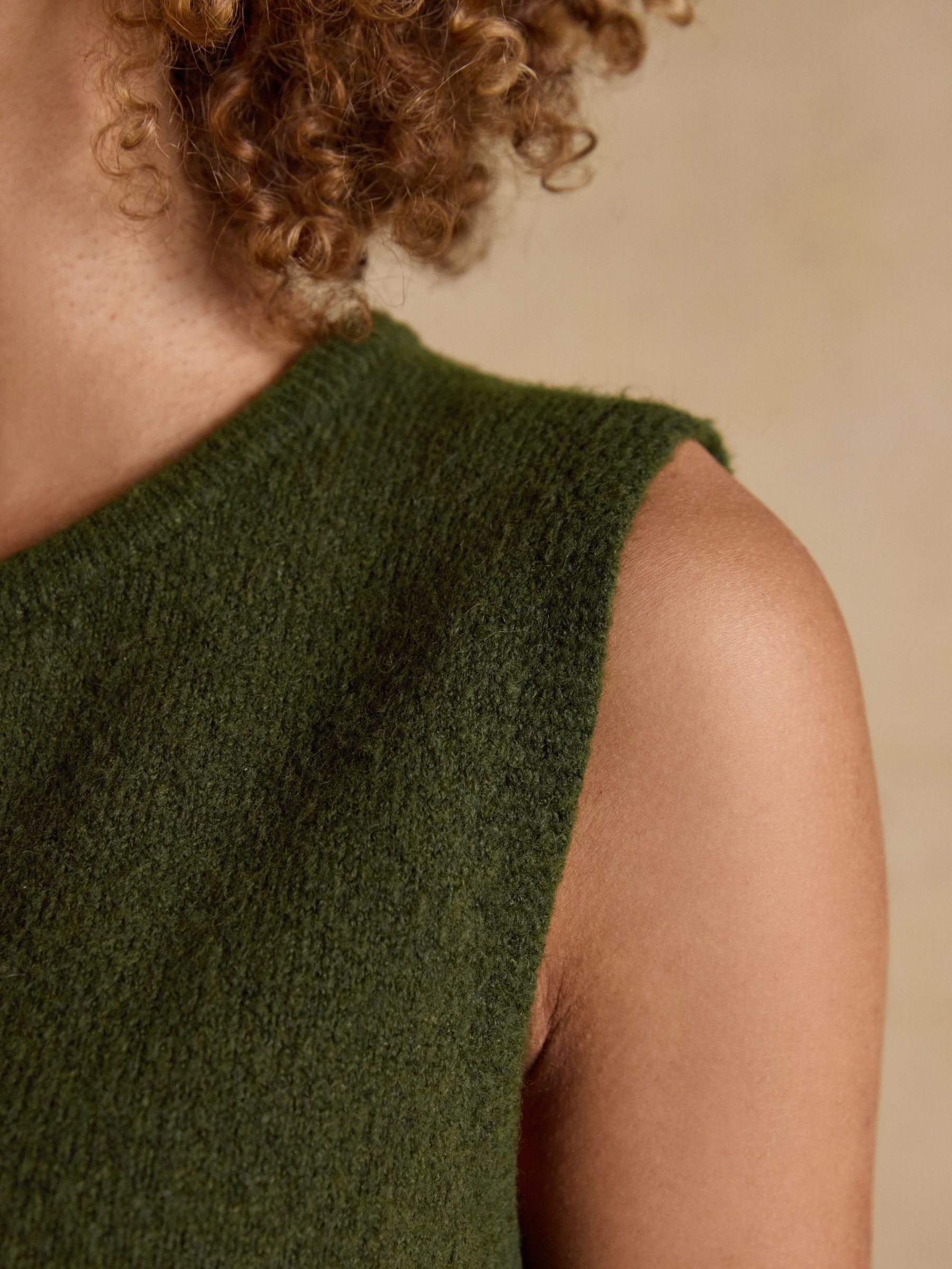 Holly Khaki Green Button Through Knitted Vest