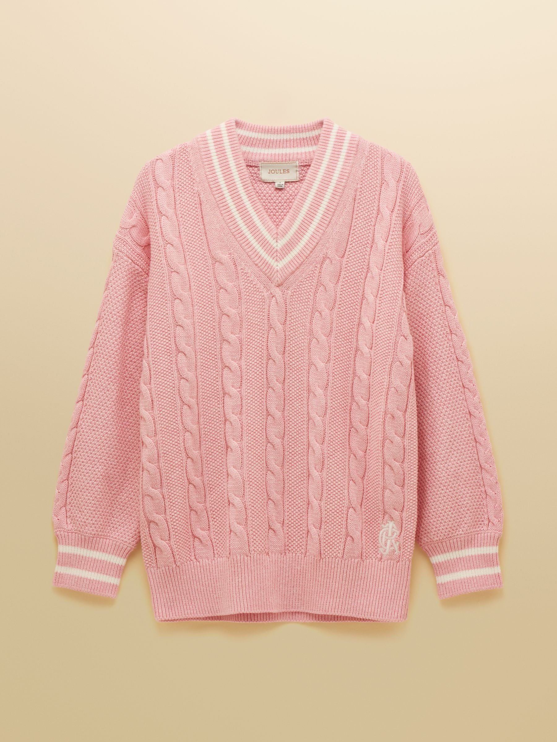 Pink Cable Knit Cricket Cotton Jumper