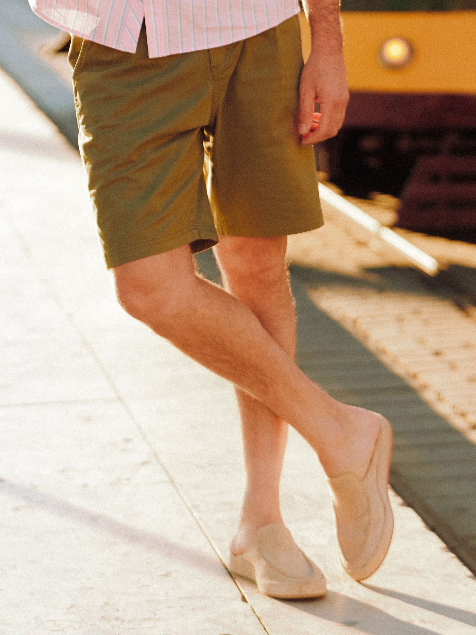 Norfolk Khaki Green Relaxed Fit Chino Shorts