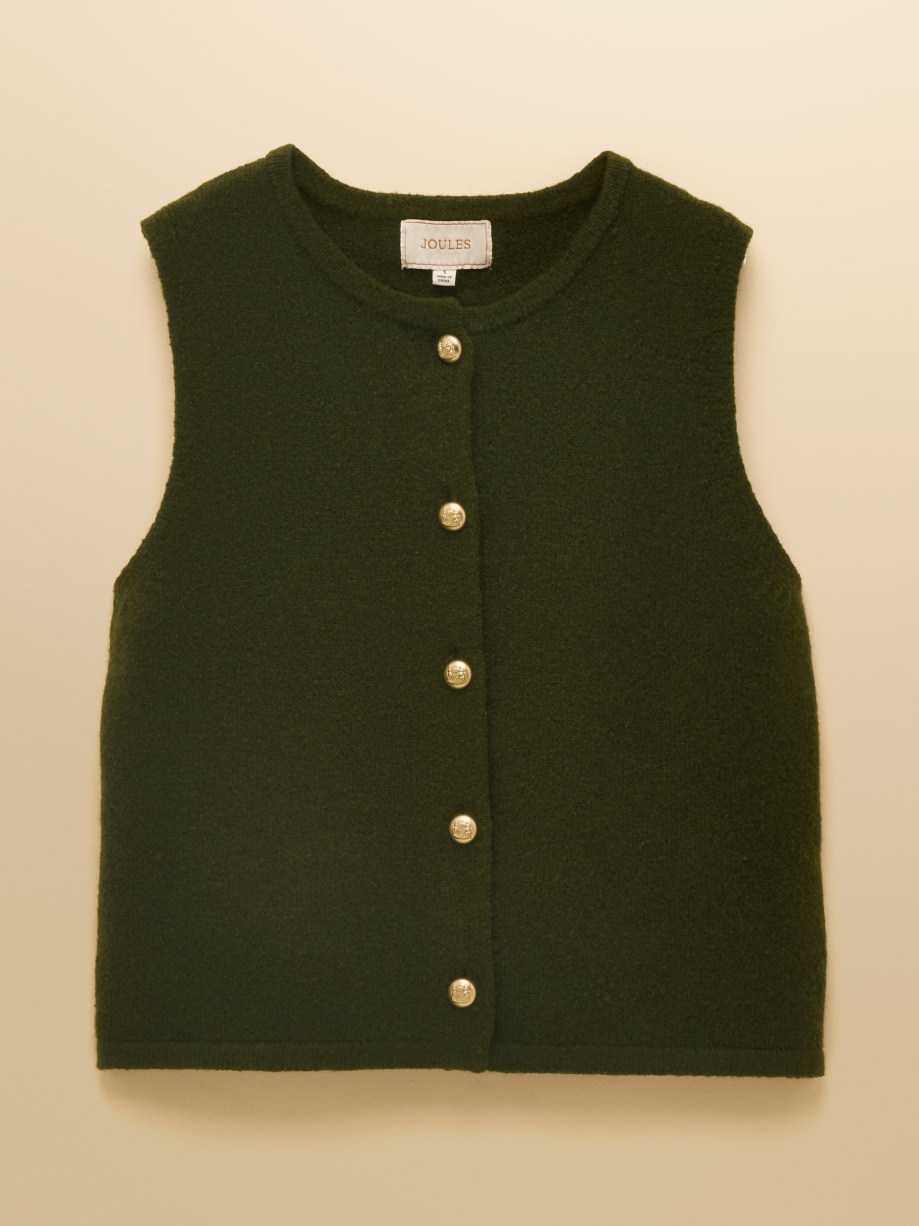Holly Khaki Green Button Through Knitted Vest