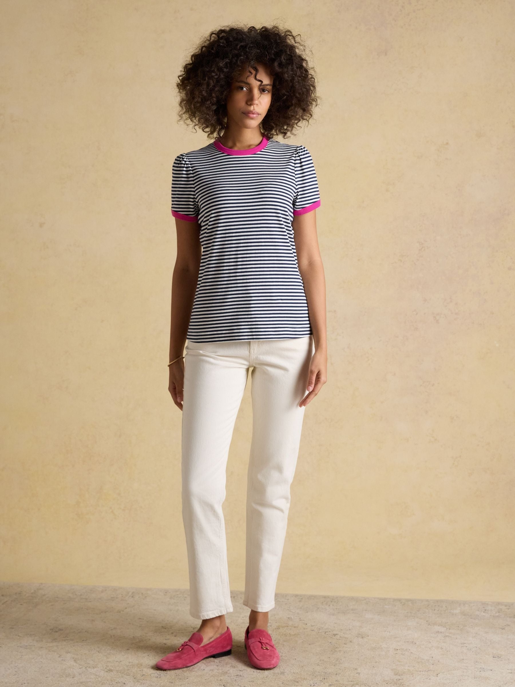 Erin Navy Stripe Short Sleeve Jersey T-Shirt