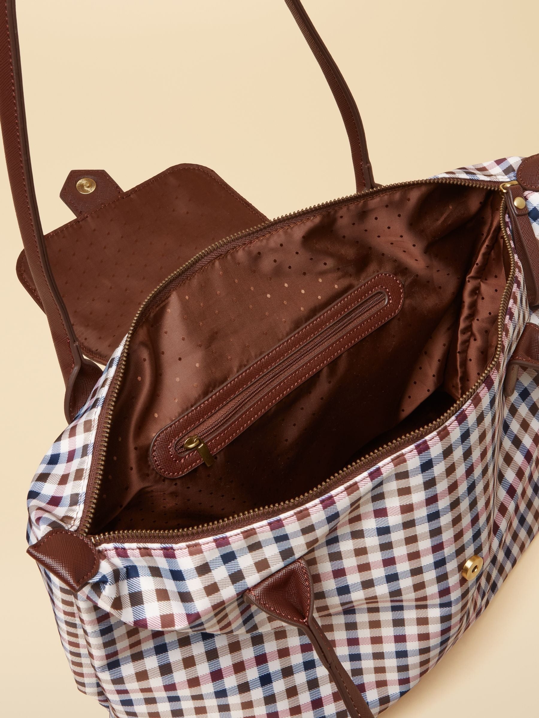 Edie Gingham Tote Shoulder Bag