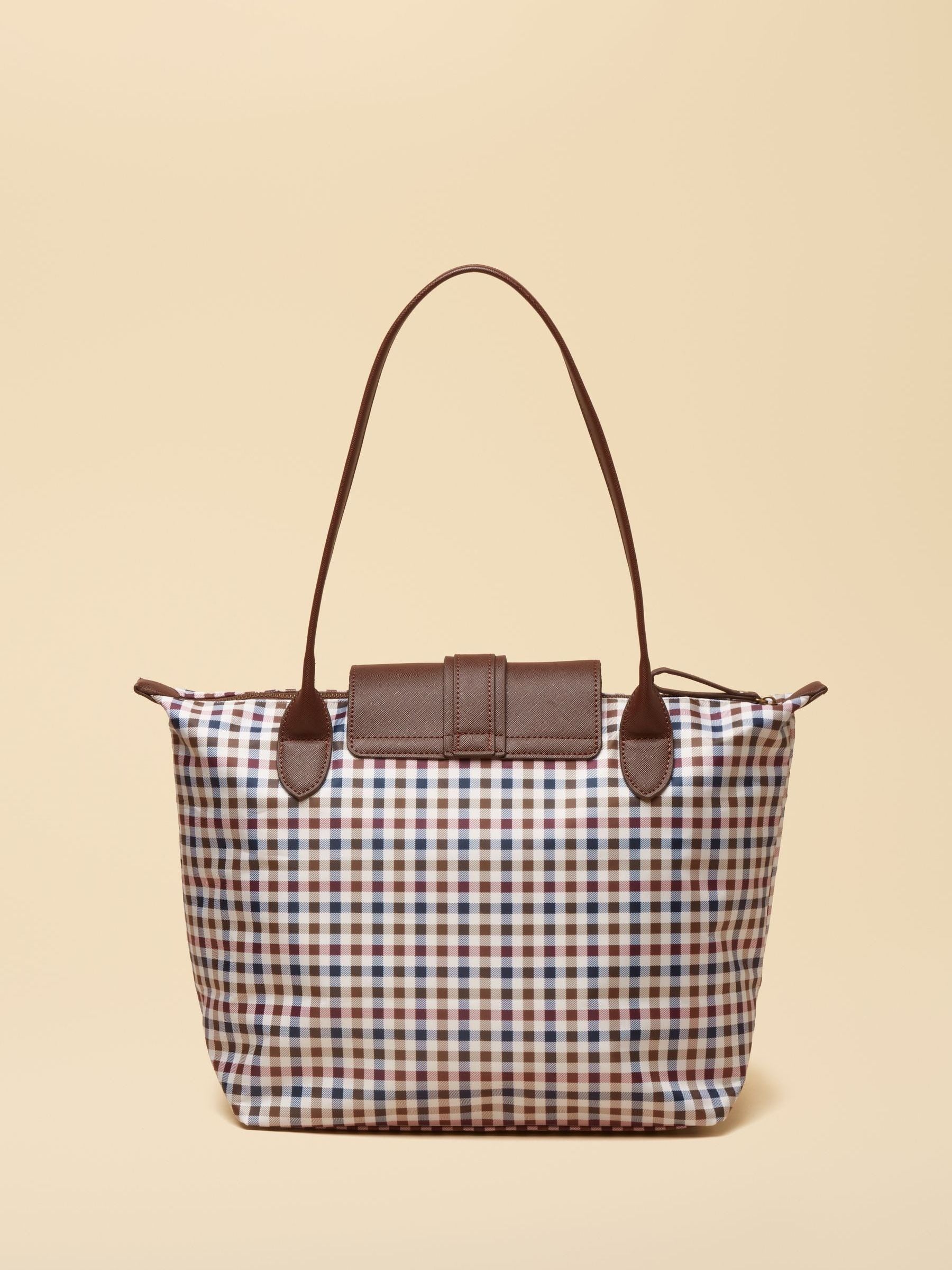 Edie Gingham Tote Shoulder Bag