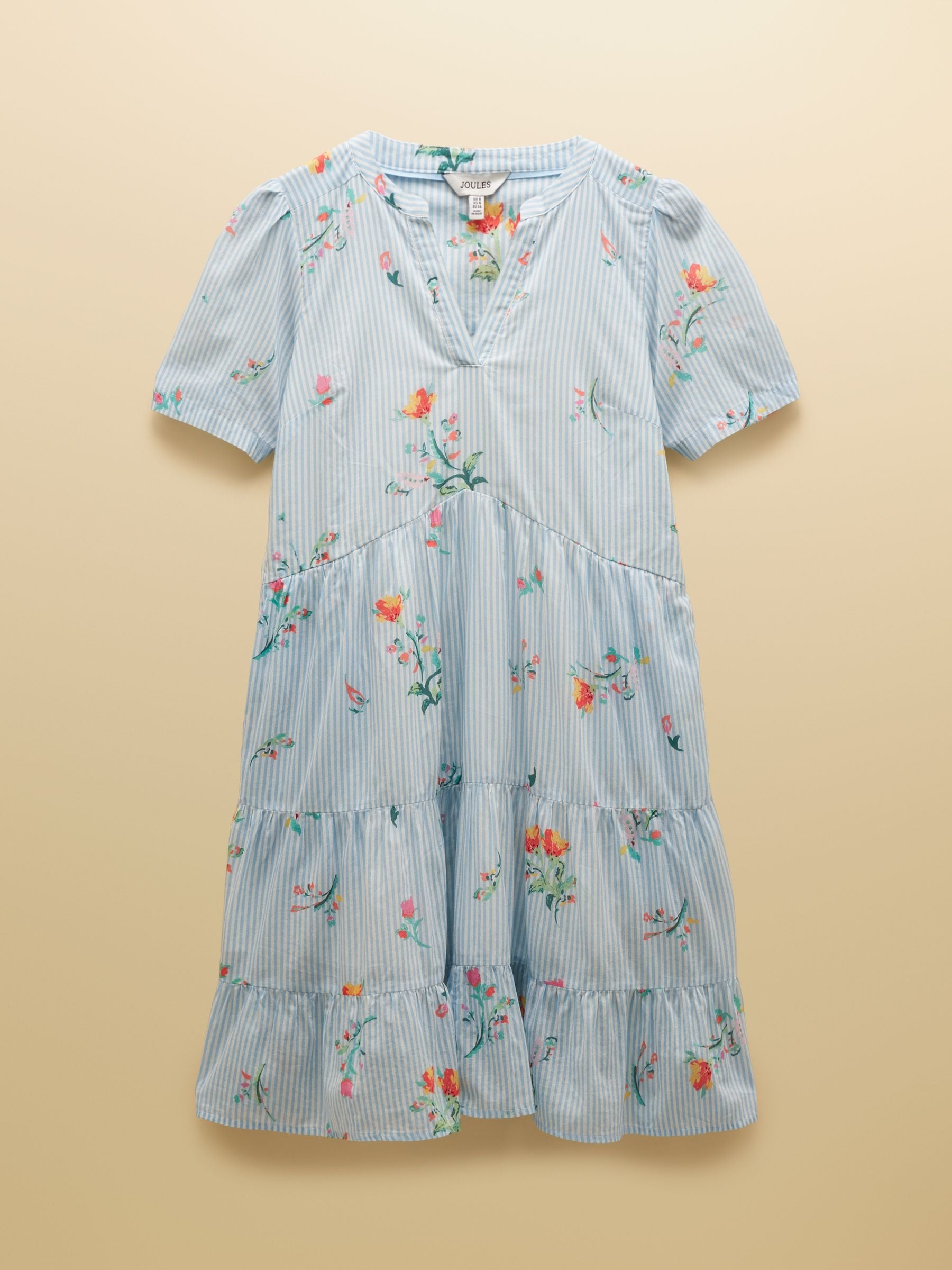 Ariella Blue Floral Cotton Tiered Dress