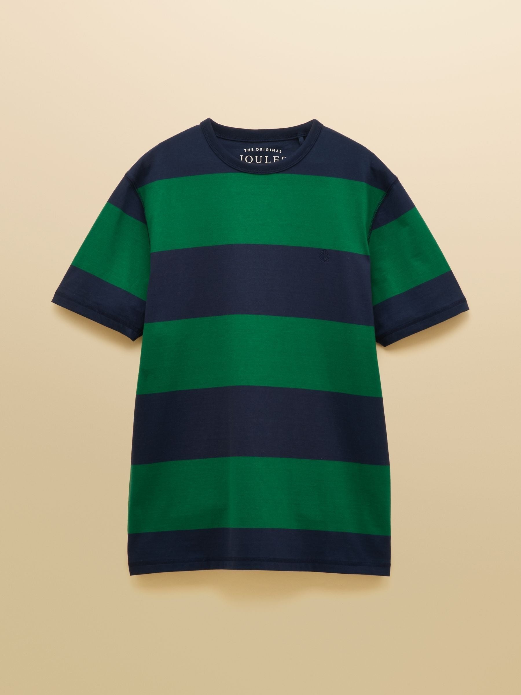 Rugby Club Green & Navy Striped Crew Neck Cotton T-Shirt