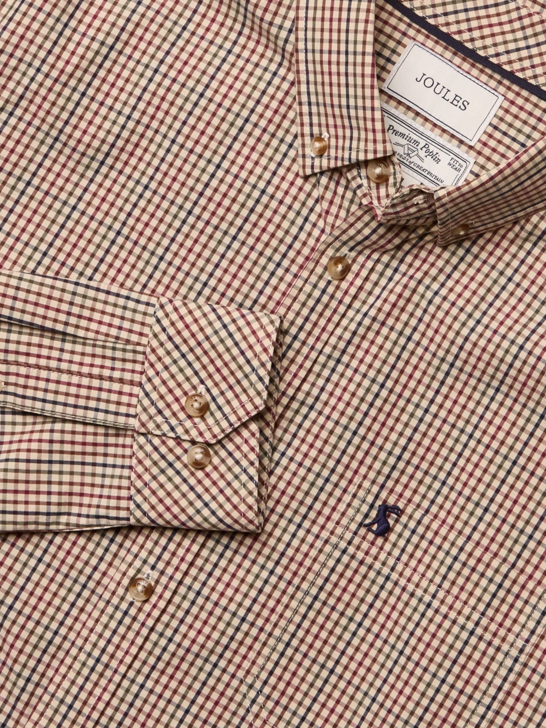 Cotton Poplin Brown Long Sleeve Gingham Shirt