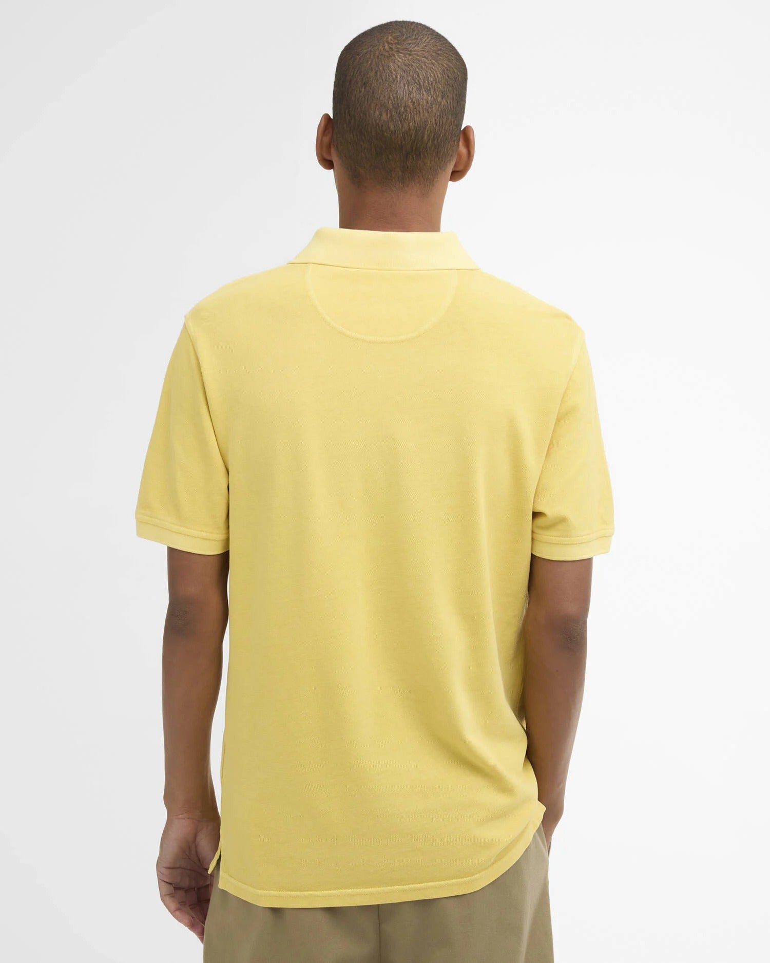 Washed Tartan Tailored Pique Polo - Washed Yellow