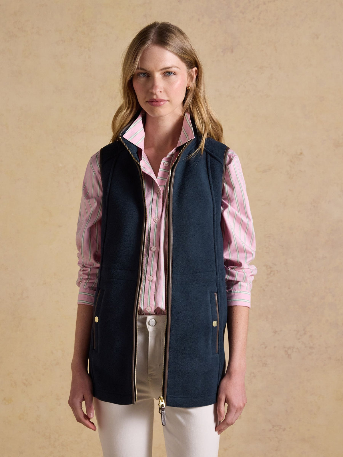 Heritage Navy Blue Longline Polar Fleece Gilet