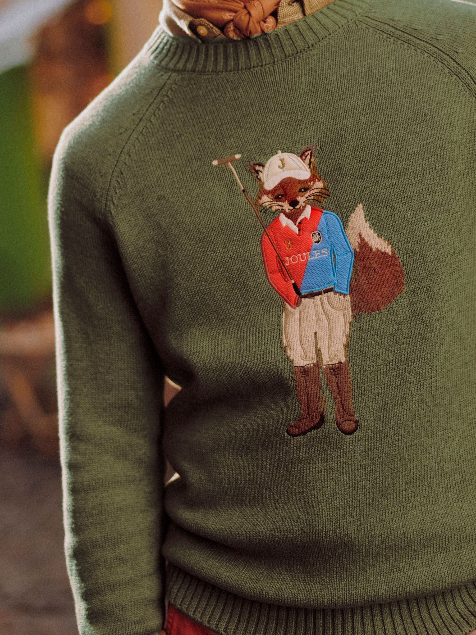 Jonty Fox Khaki Green Crew Neck Knitted Jumper