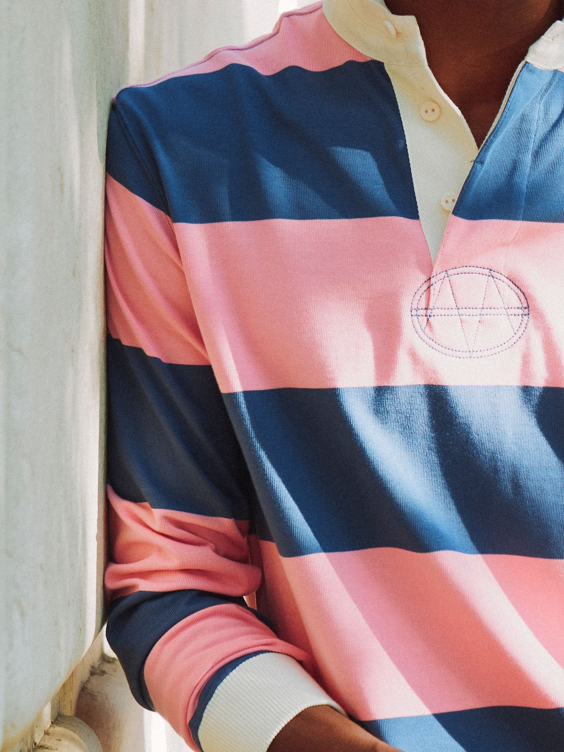 Pink/Blue Striped Long Sleeve Rugby Shirt