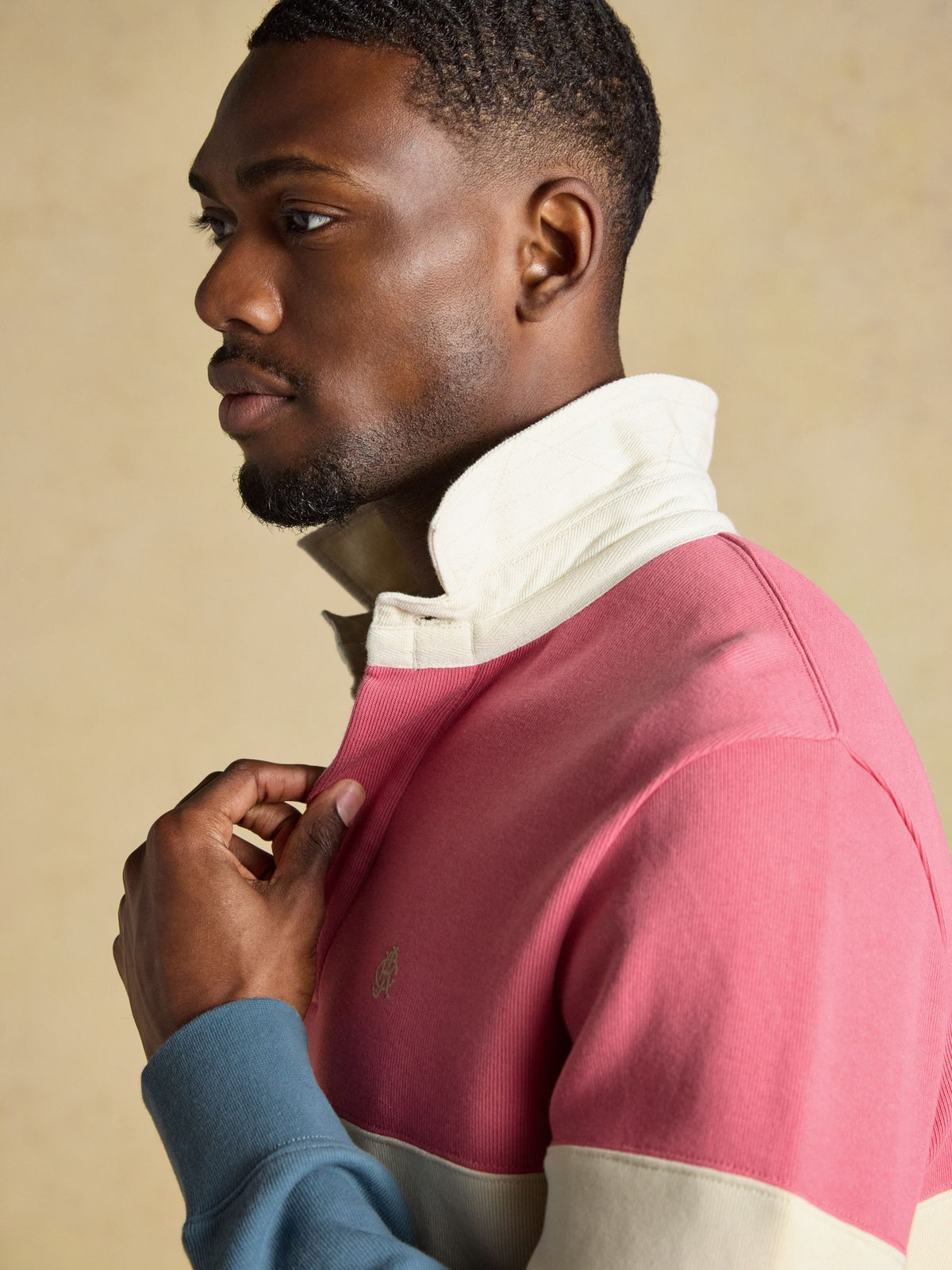 Blue & Pink French Rib Long Sleeve Rugby Shirt