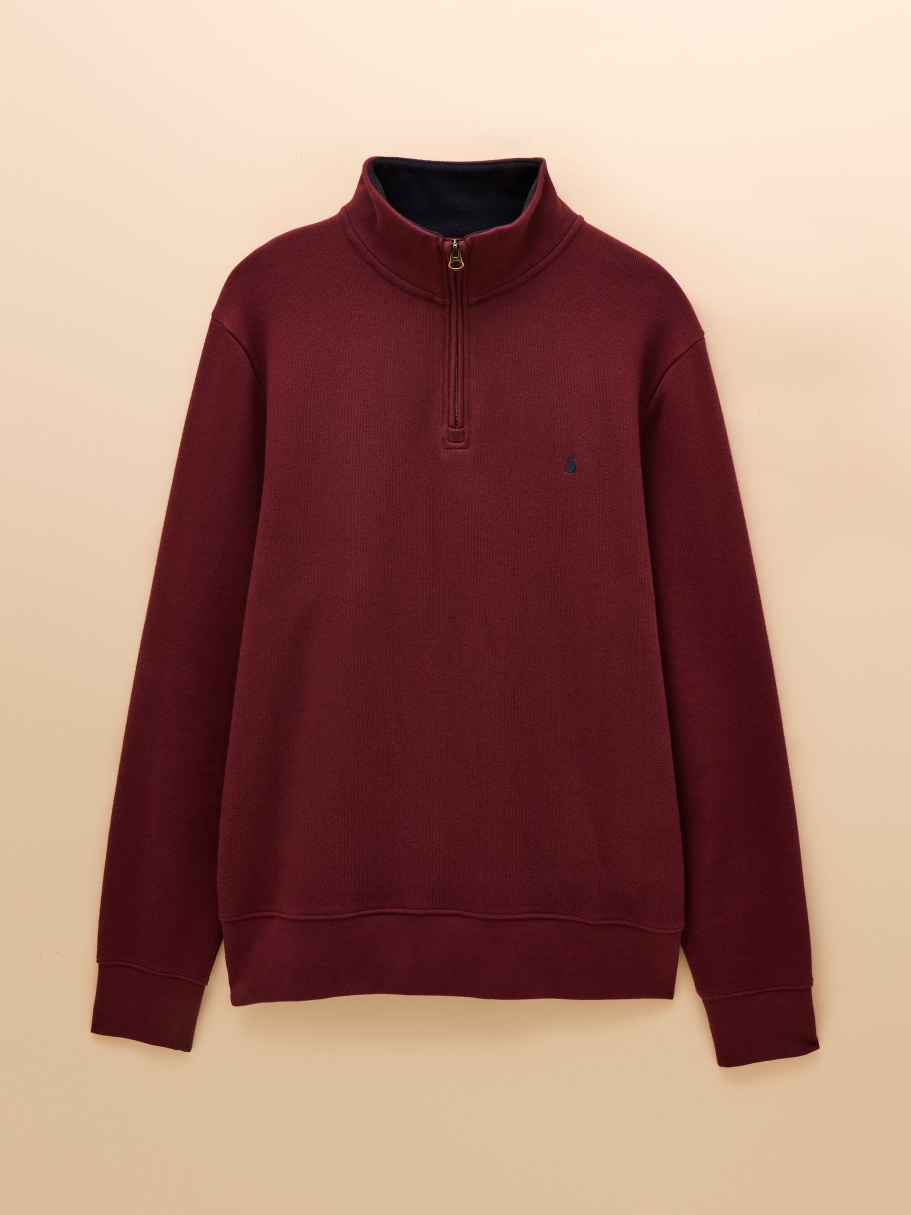 Burgundy Red Alistair French Ribbed Knit Quarter Zip Sweatshirt