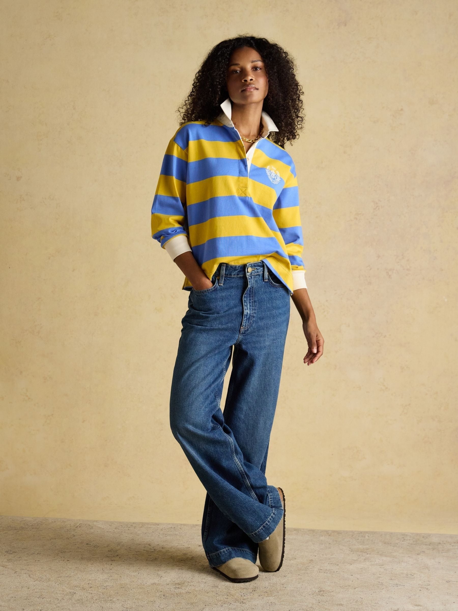 Lara Yellow & Blue Stripe Rugby Shirt