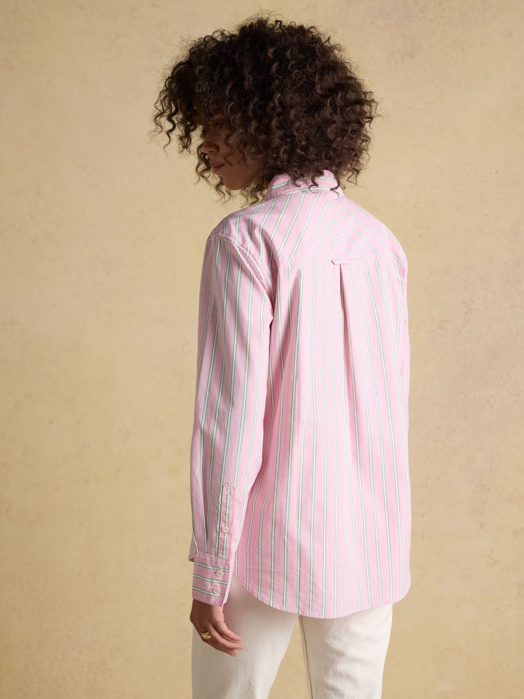 Boyfriend Fit Pink Striped Oxford Shirt