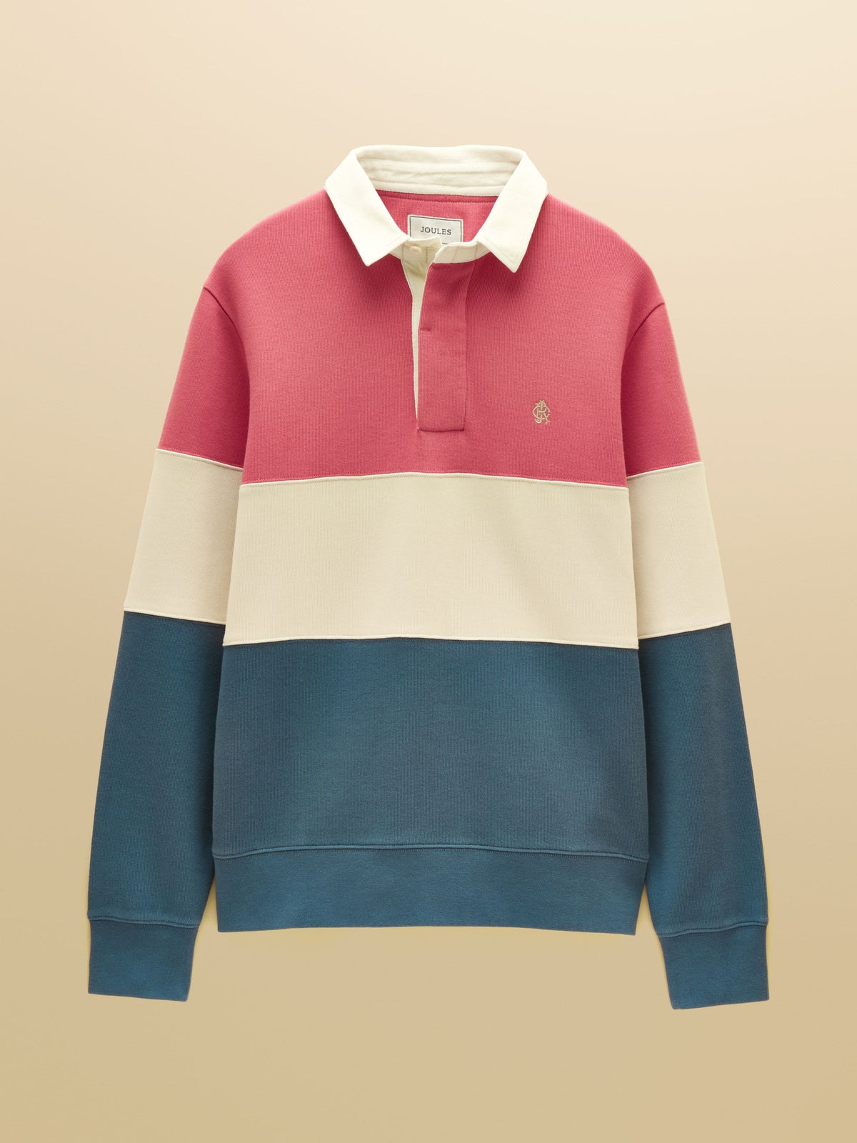 Blue & Pink French Rib Long Sleeve Rugby Shirt
