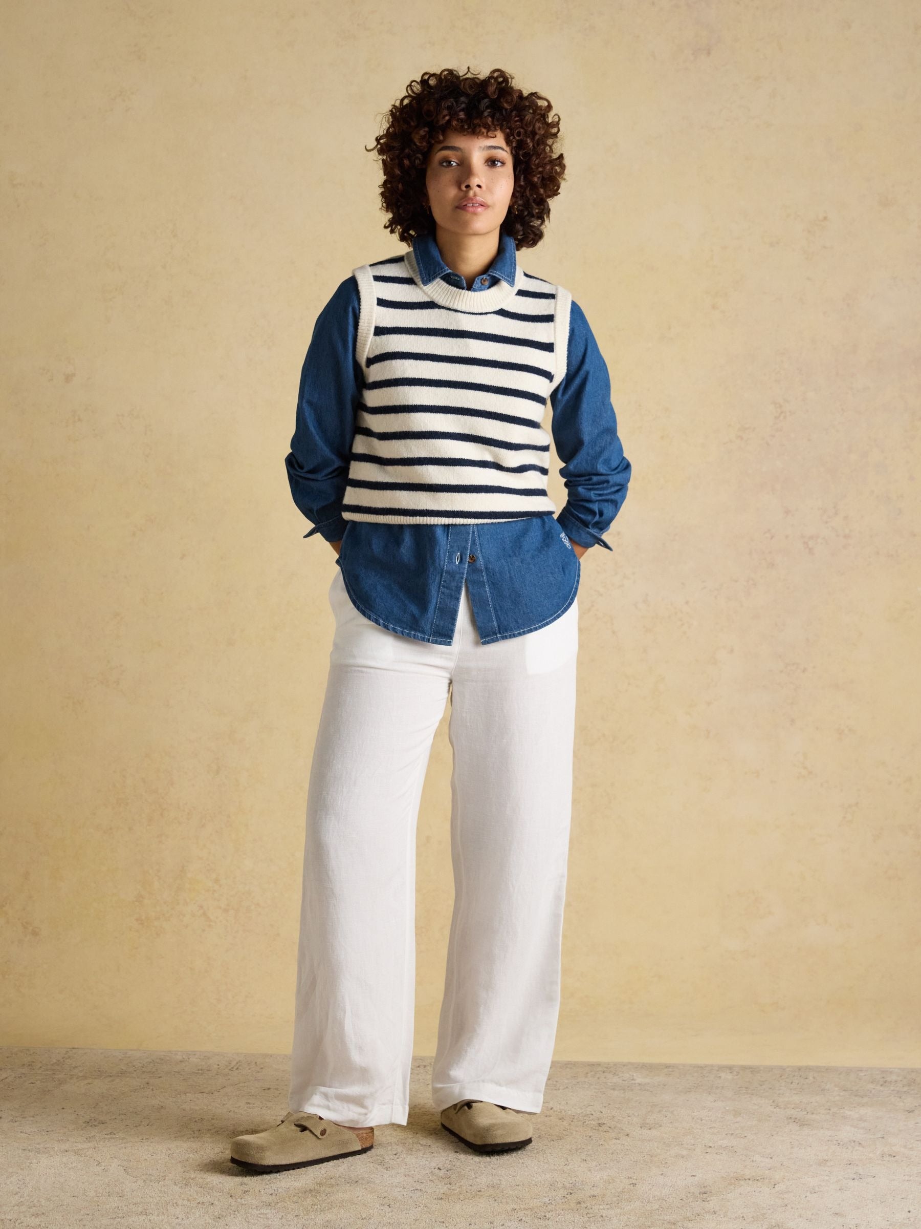 Holly Cream & Navy Striped Knitted Vest