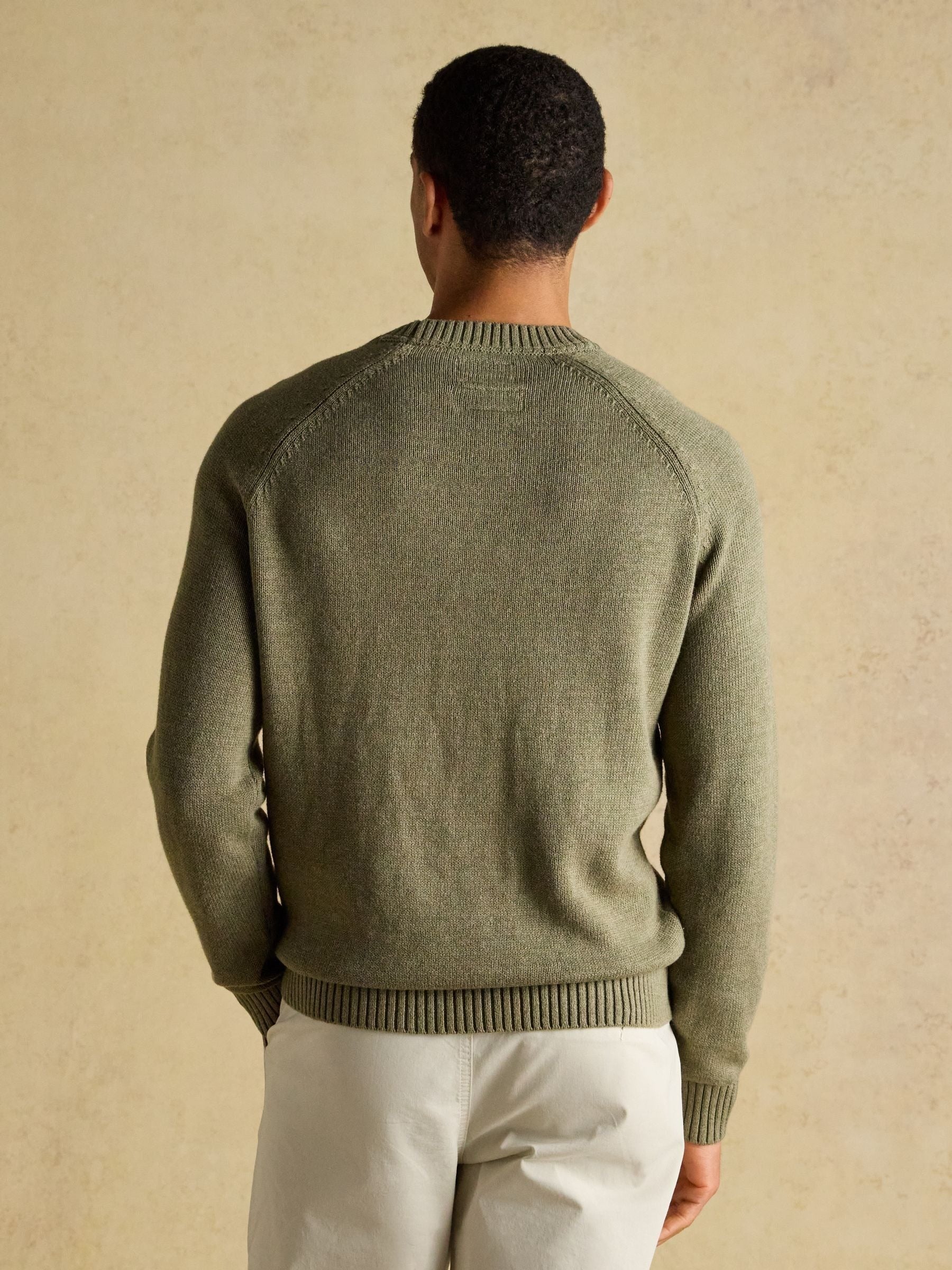 Jonty Fox Khaki Green Crew Neck Knitted Jumper
