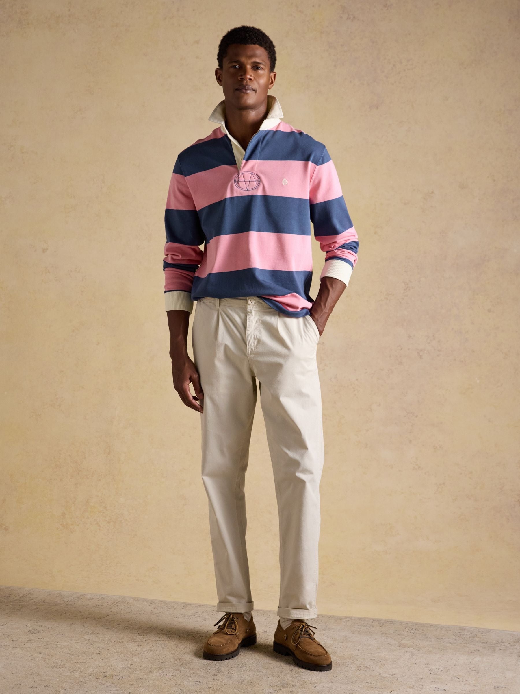 Pink/Blue Striped Long Sleeve Rugby Shirt