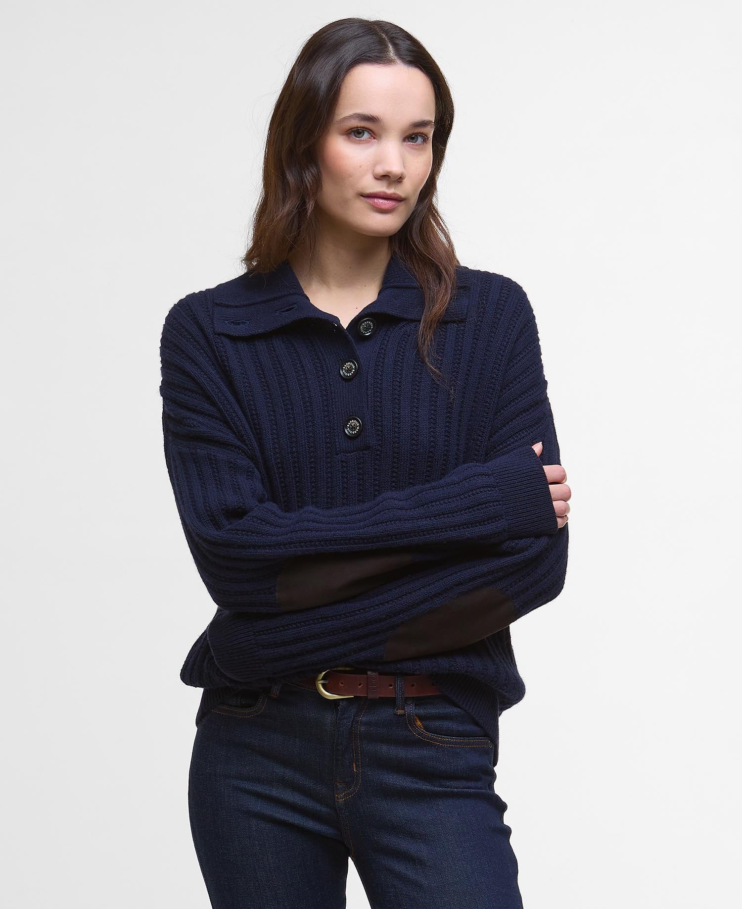 Norham Collared Jumper - Navy