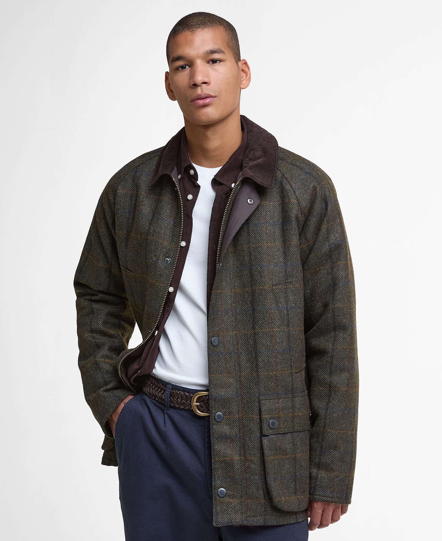 Bedale Check Wool Jacket - Brown