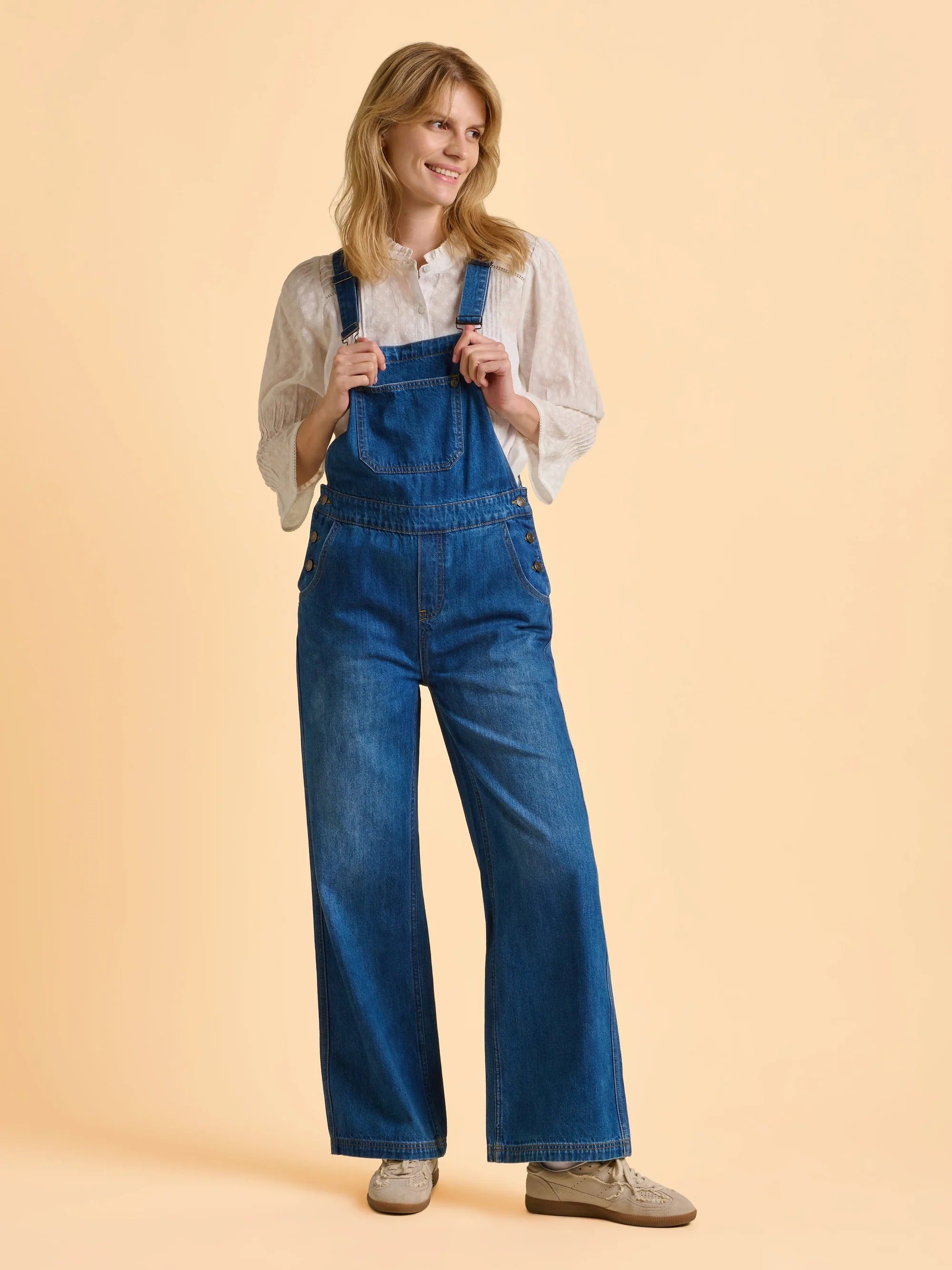 Leia Denim Dungarees - Navy