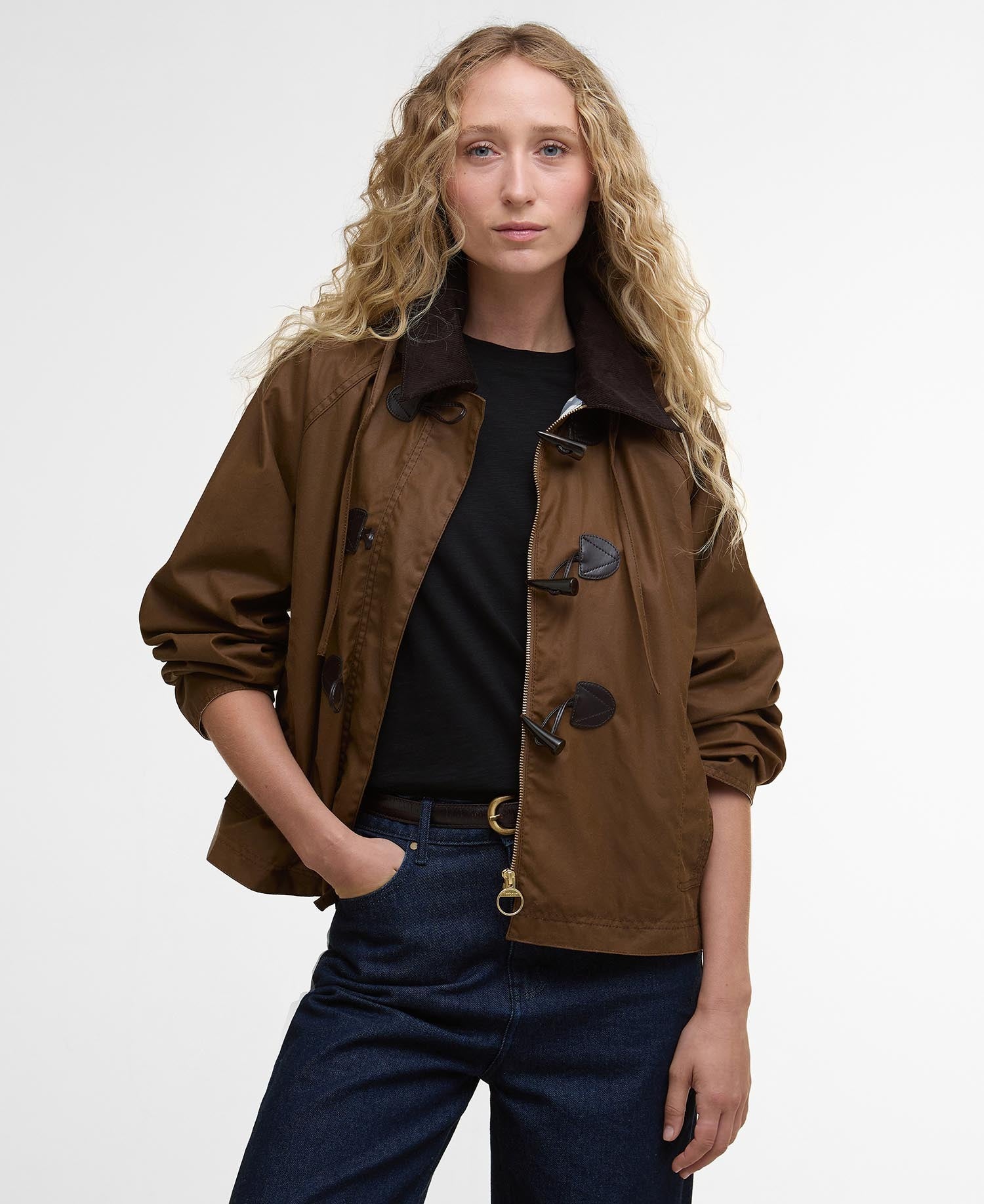 Myra Waxed Duffle Coat - Bark/Hessian Tartan