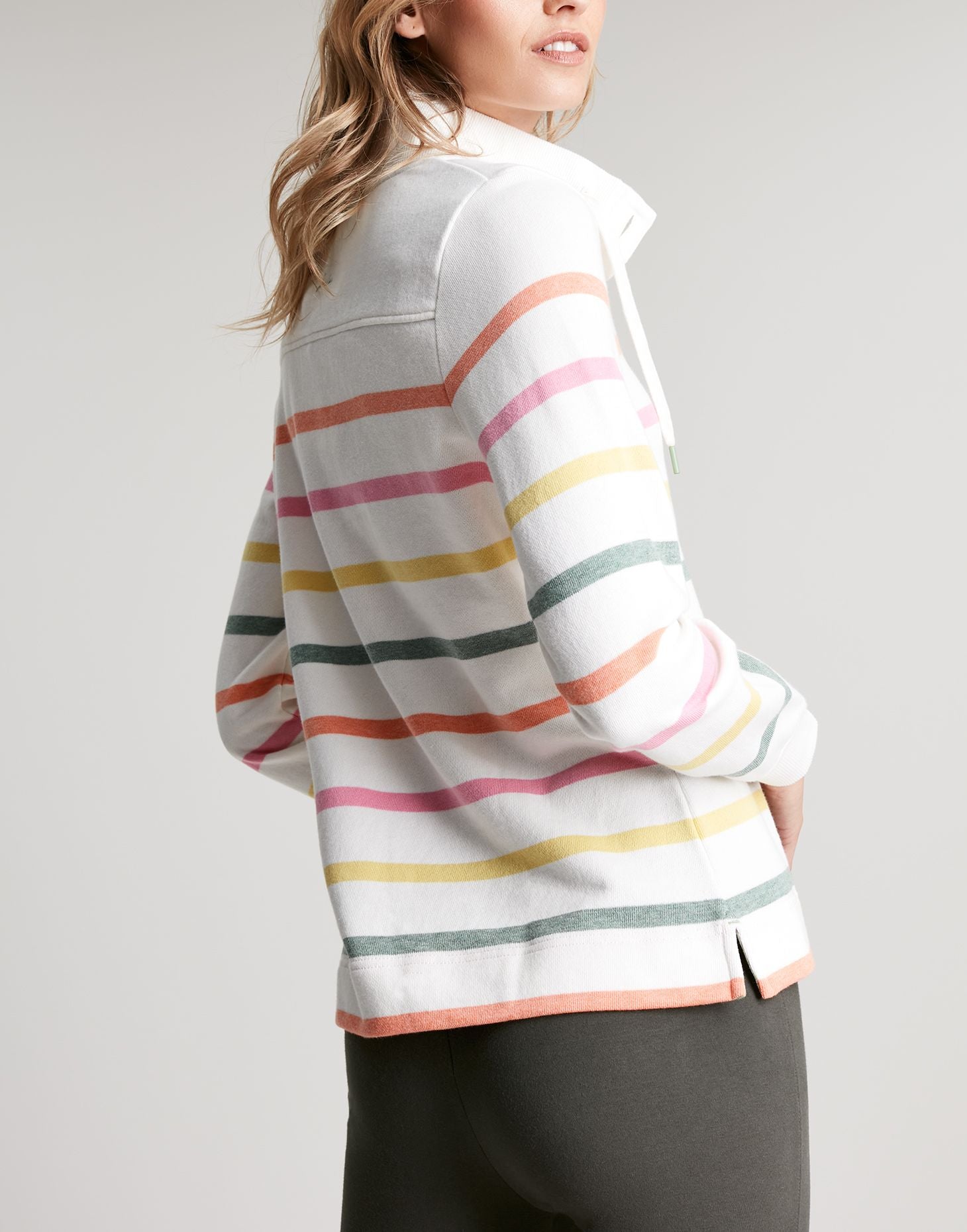 Women's Southwold Button Down Sweatshirt - Multi Cream Stripe