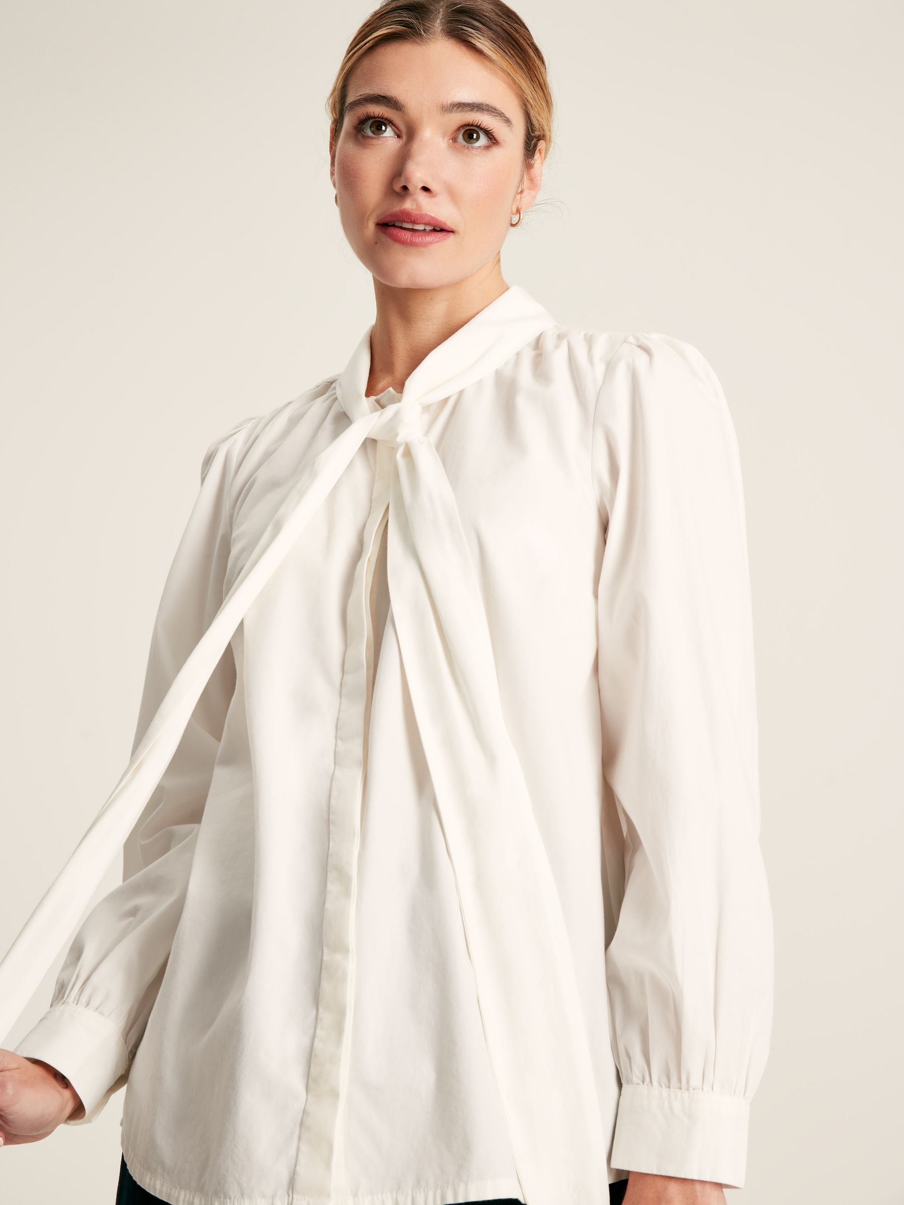 Everly Tie Neck Blouse - White