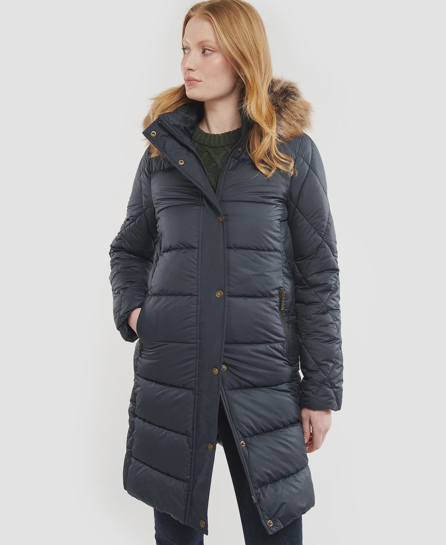Women's Daffodil Quilt Coat - Dark Navy