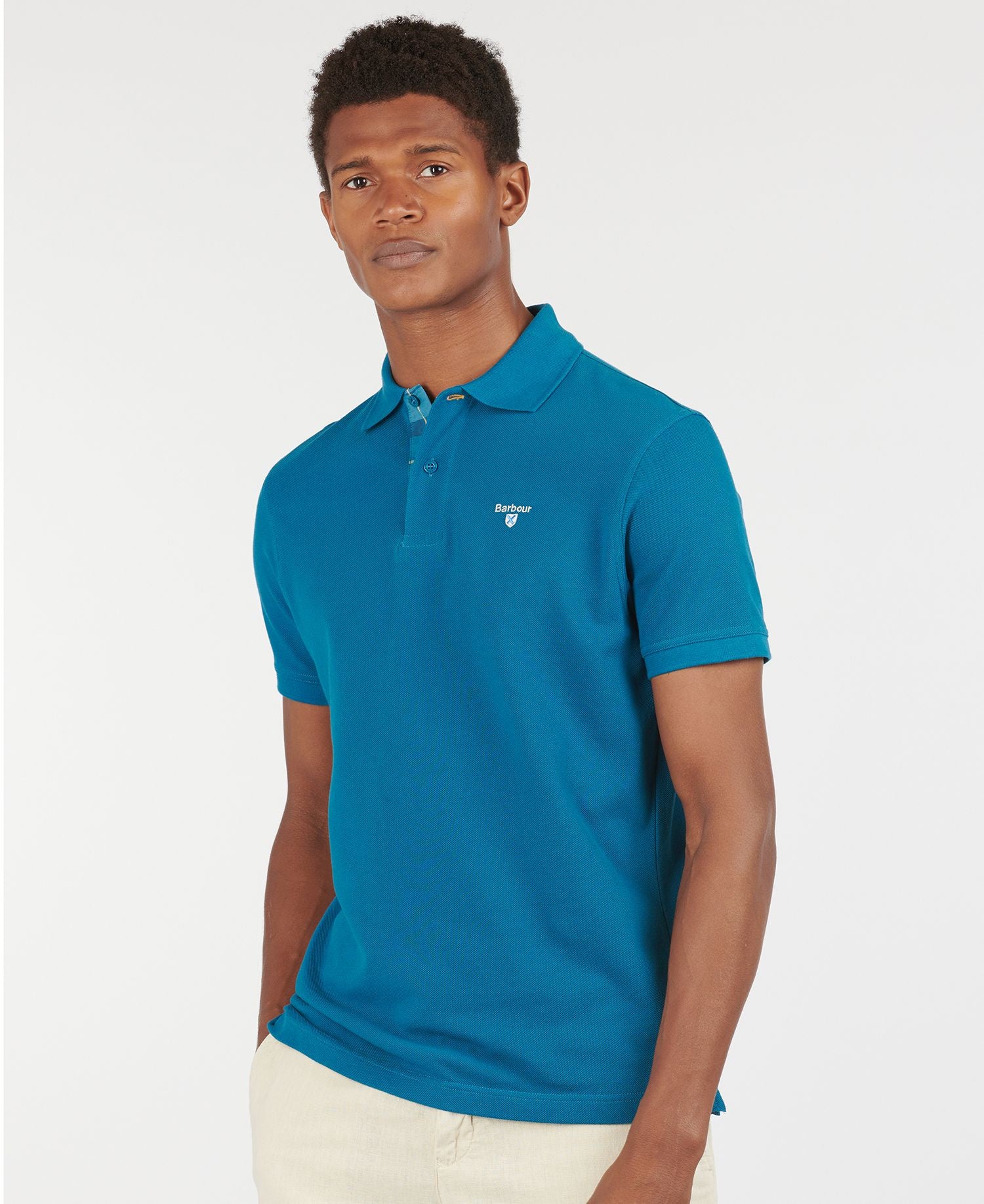 Tartan Pique Sports Polo - Lyons Blue