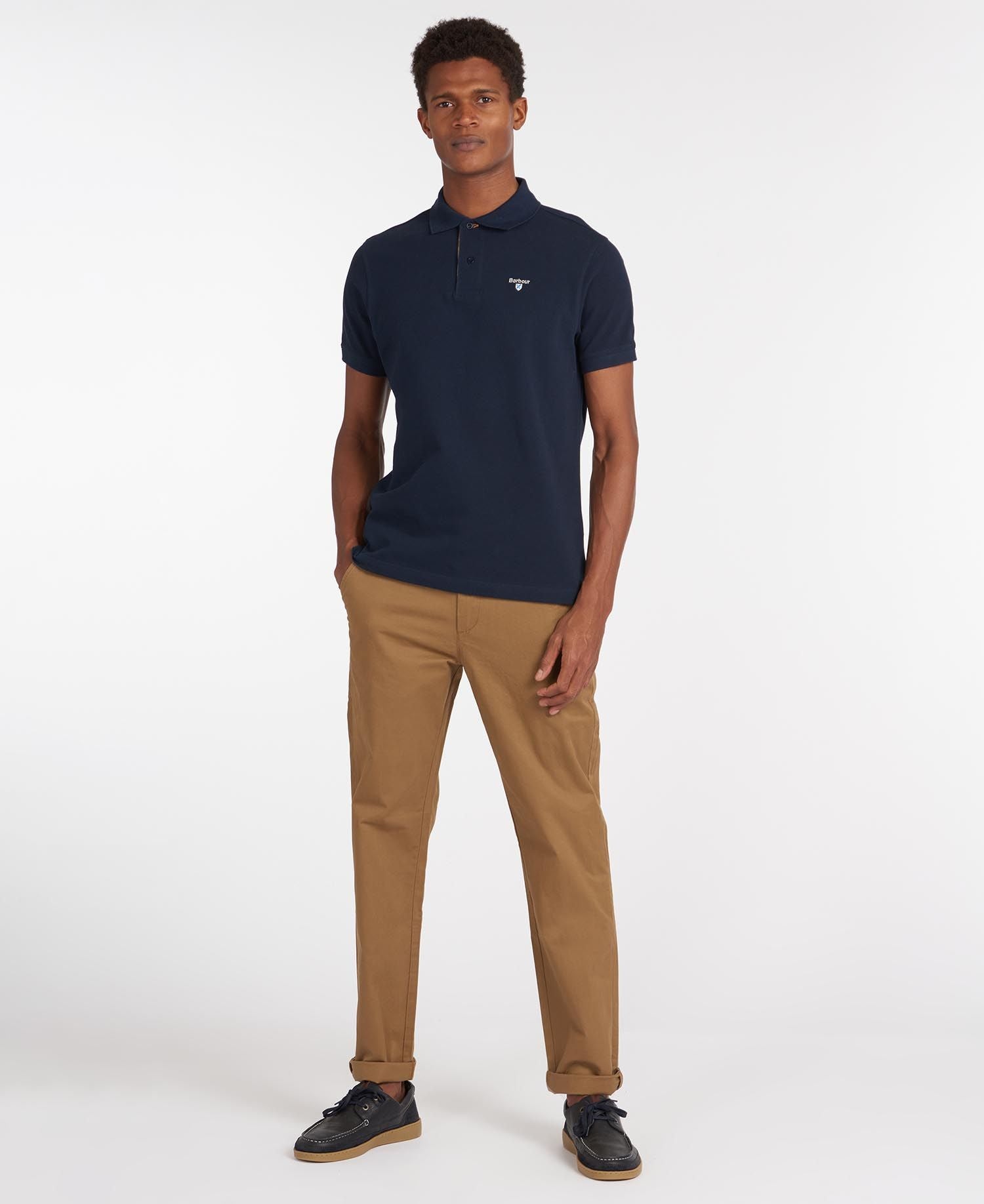 Tartan Pique Polo  - New Navy