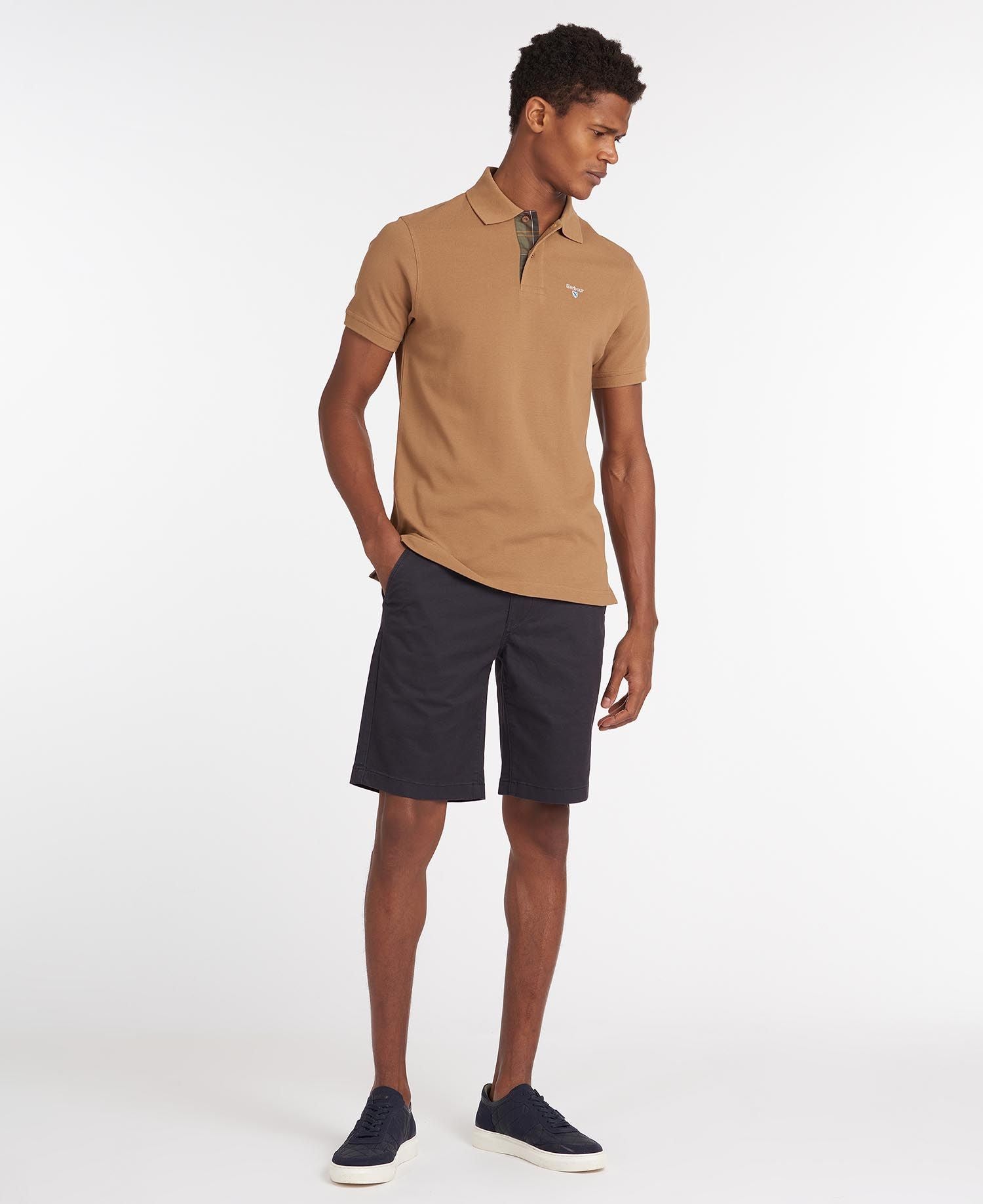 Men's Tartan Pique Polo Shirt - Sandstone