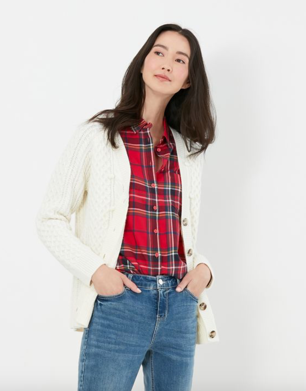 Joules -  Women's Heritage Cable Cardigan - Aidy Cream