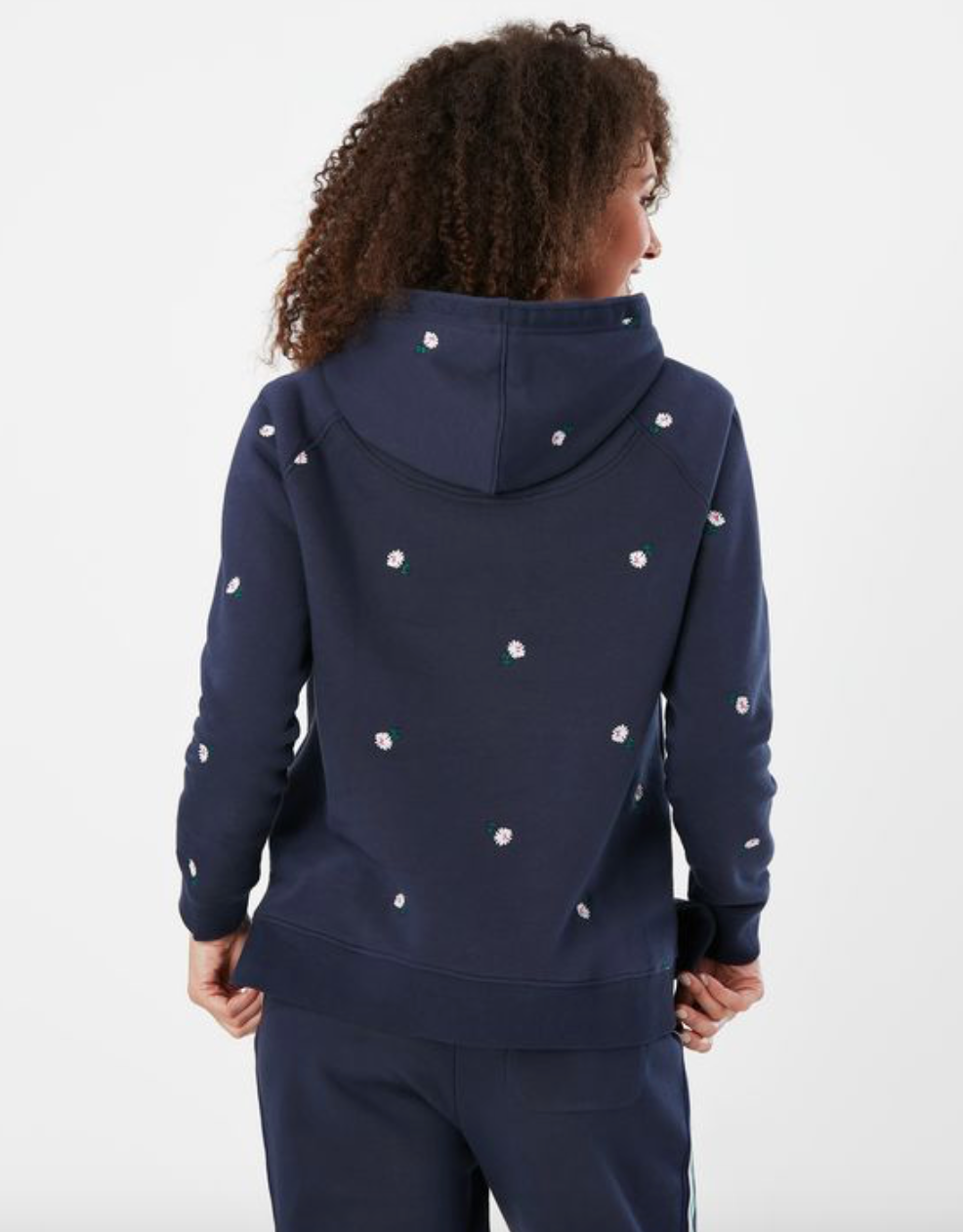 Rowley Hooded Sweatshirt in Embroidered Navy Ditsy