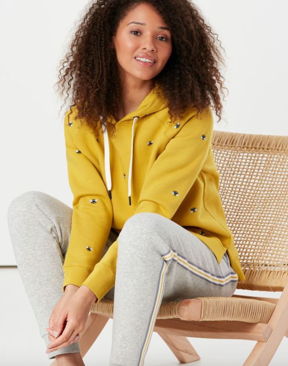 Rowley Embroidered Hooded Sweatshirt in Yellow Bee