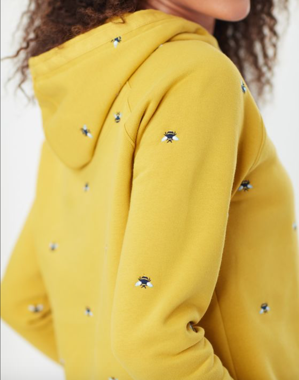 Rowley Embroidered Hooded Sweatshirt in Yellow Bee