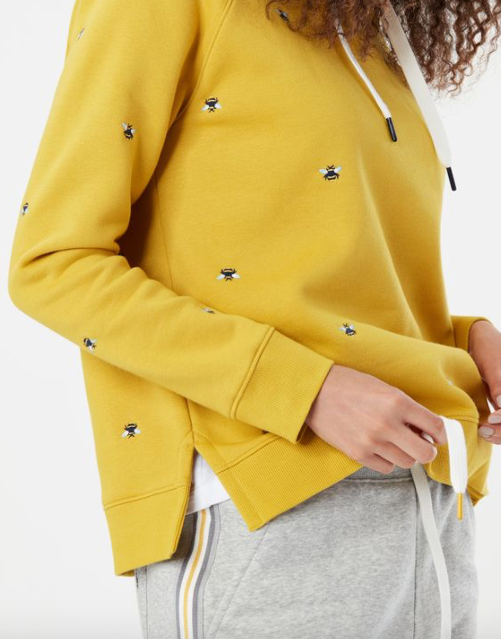 Rowley Embroidered Hooded Sweatshirt in Yellow Bee