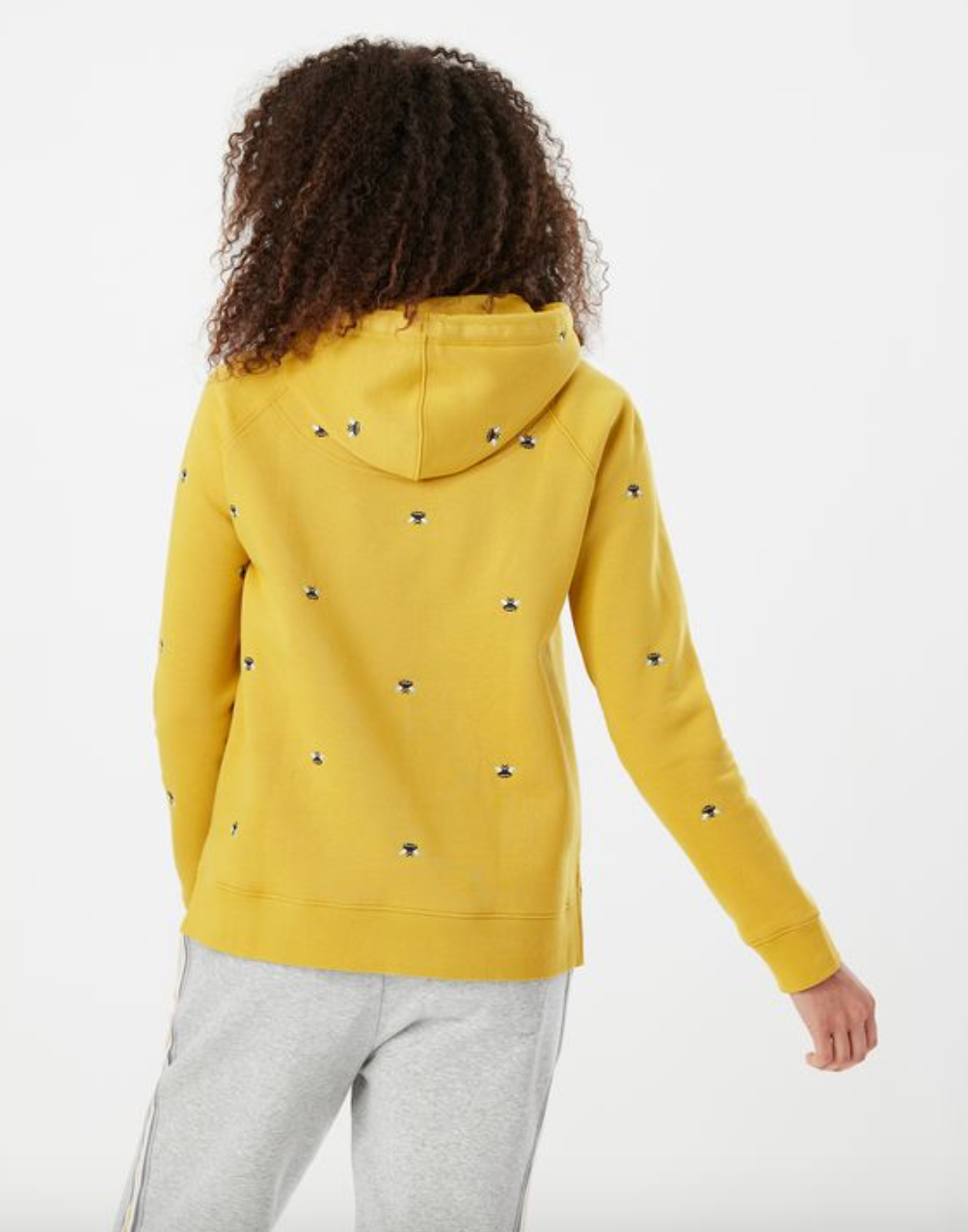 Rowley Embroidered Hooded Sweatshirt in Yellow Bee