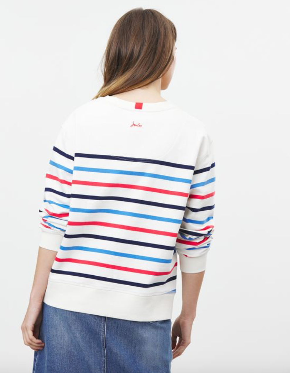 Joules - Women's Monique Crew Neck Sweatshirt - Cream Multi Navy