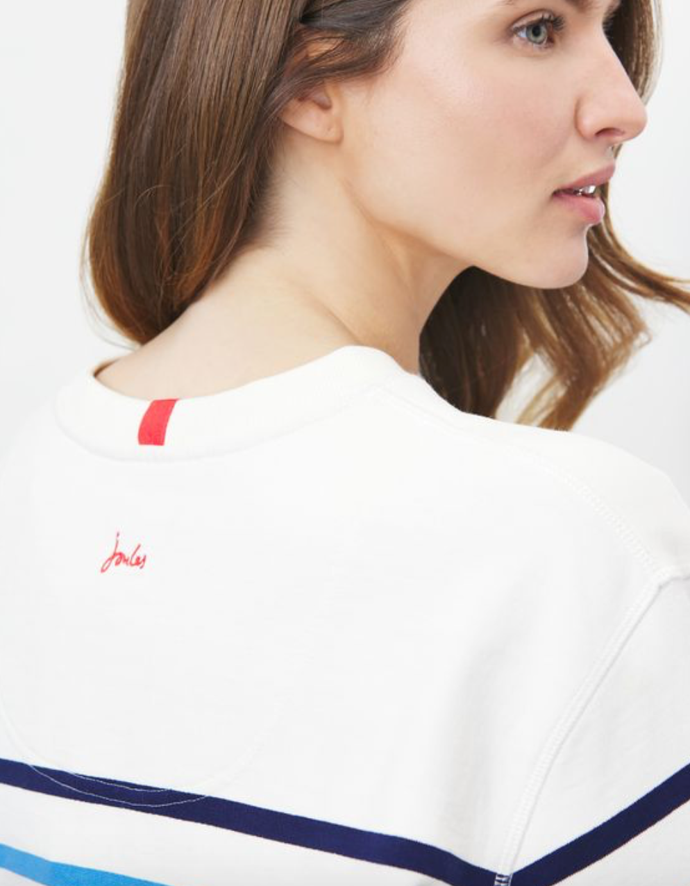 Joules - Women's Monique Crew Neck Sweatshirt - Cream Multi Navy