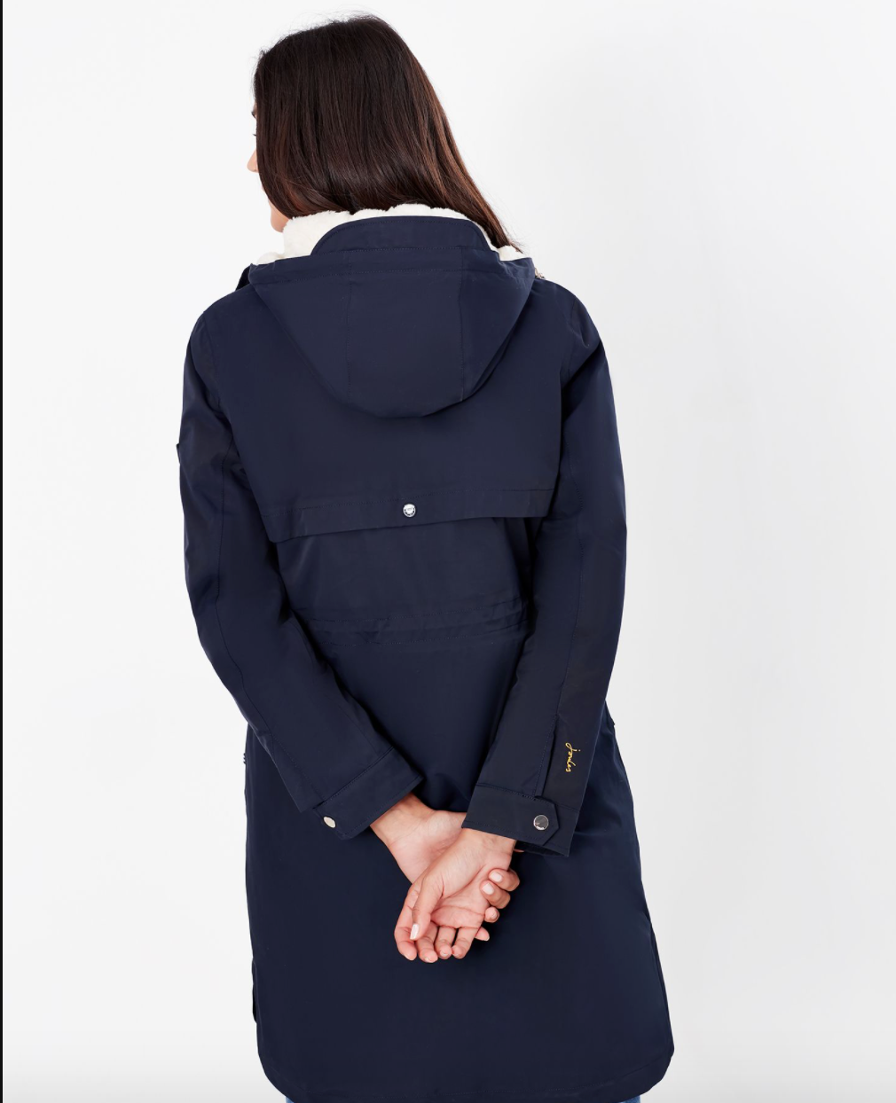 Women's navy coat with hood sales